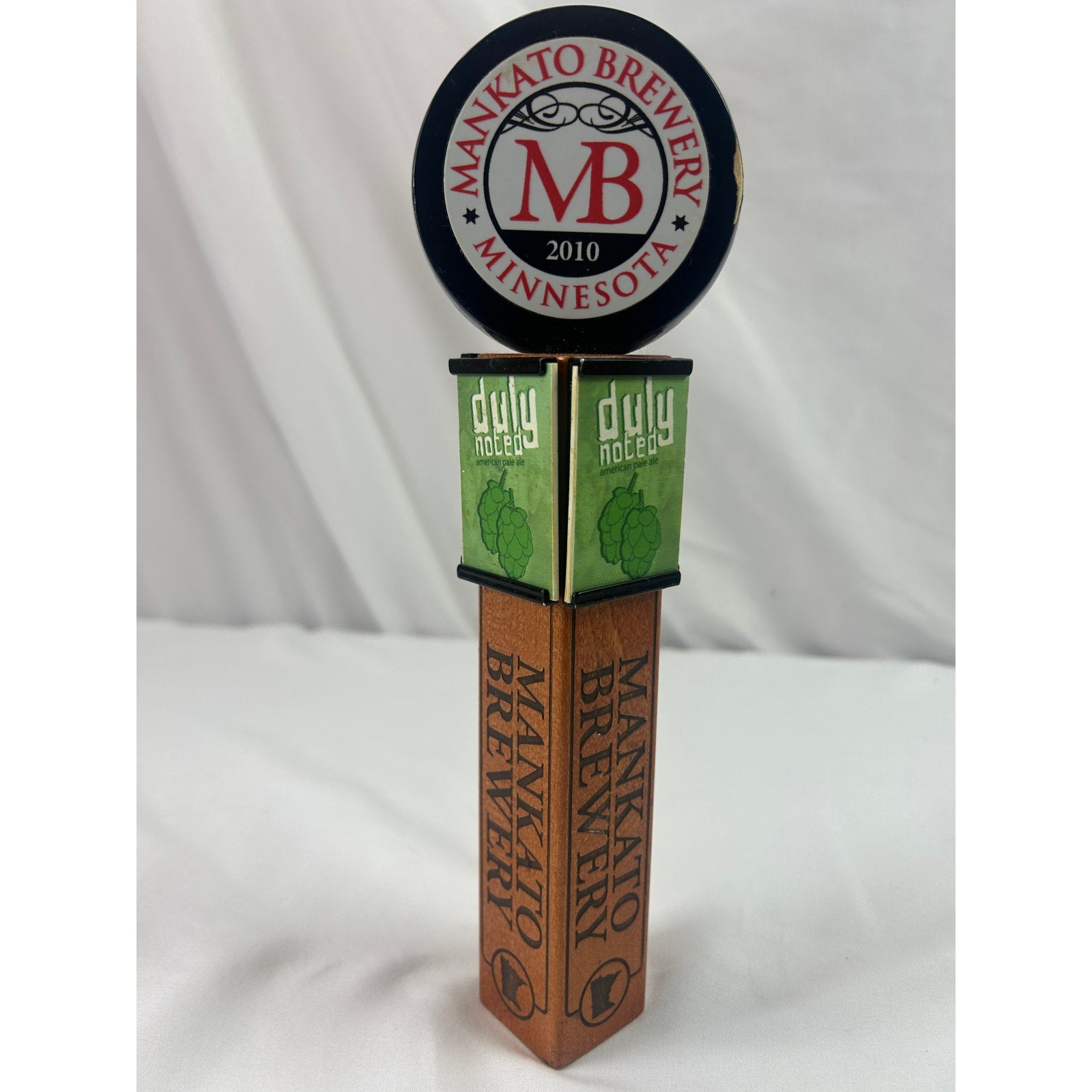 Mankato Brewery Duly Noted Pale Ale Beer Tap Handle Minnesota Wood Breweriana