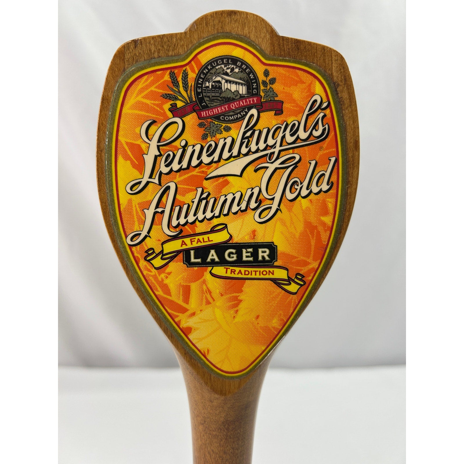 Leinenkugels Autumn Gold Lager Wood Beer Tap Handle Vintage Wisconsin Breweriana