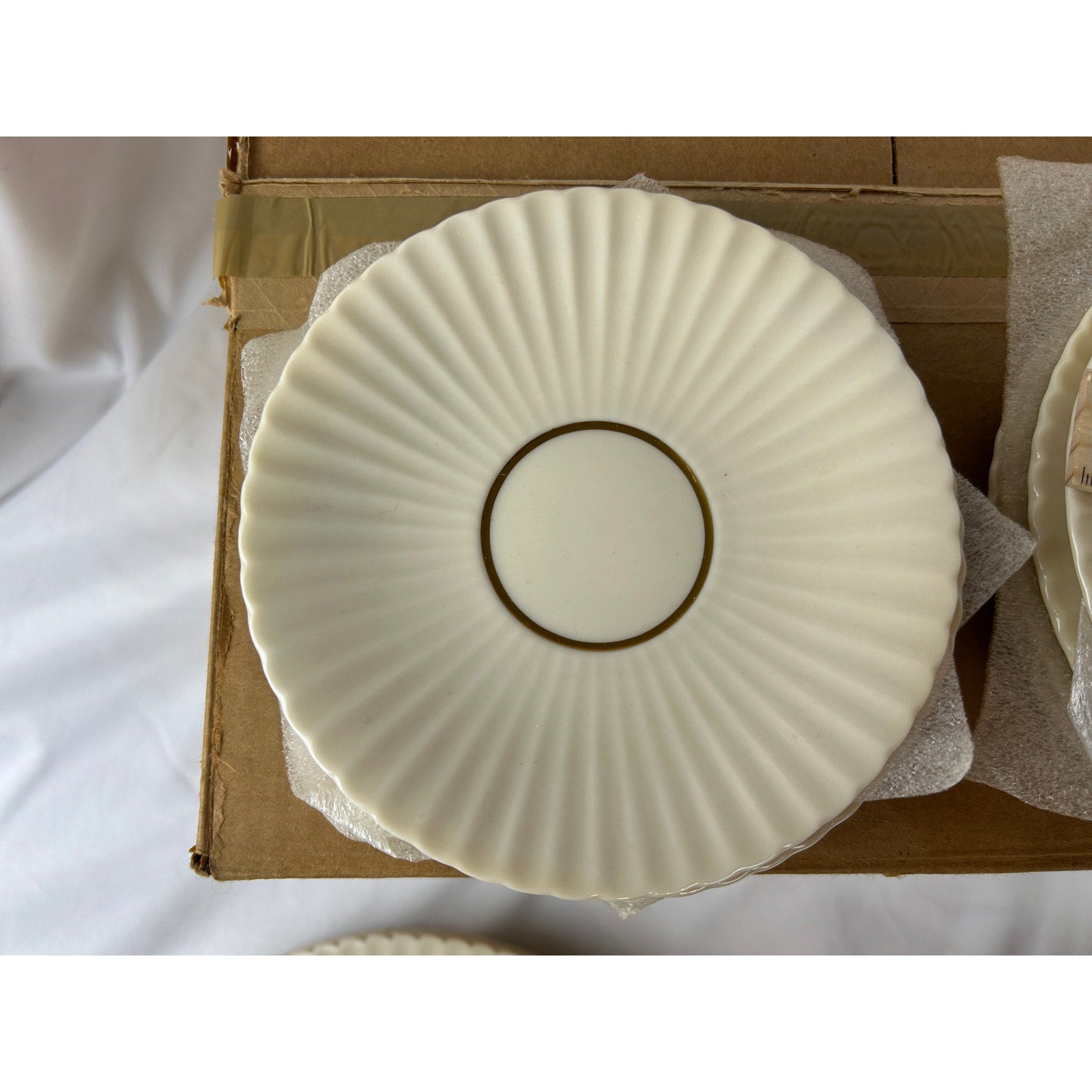 Lenox Rutledge China Plates Lot Fluted Rim Gold Trim No Cups w Box USA