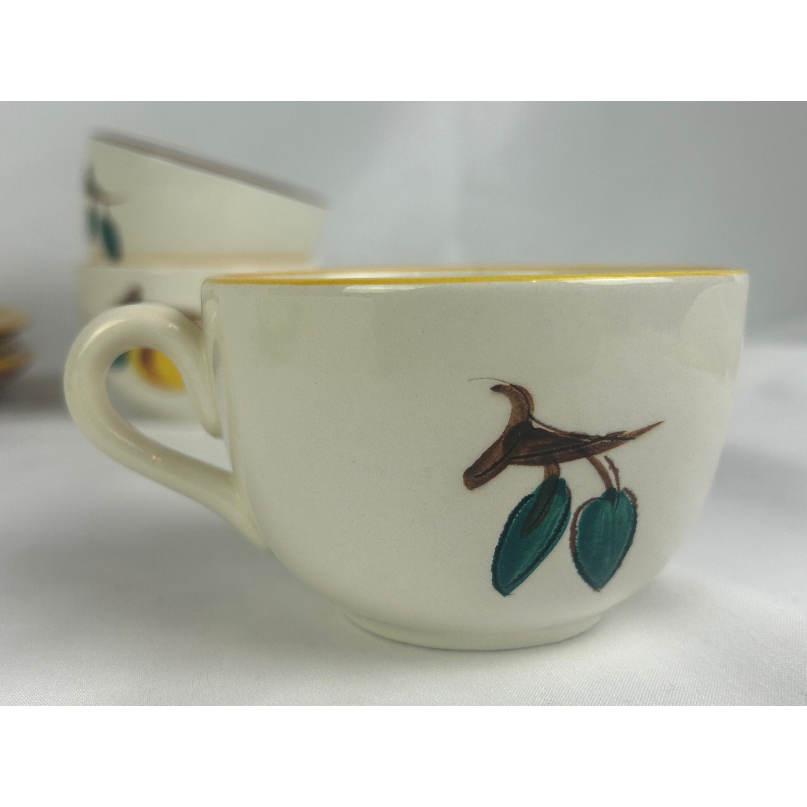 Vintage Stangl Fruit Cups Saucers 8 Piece Lot Hand Painted Pottery