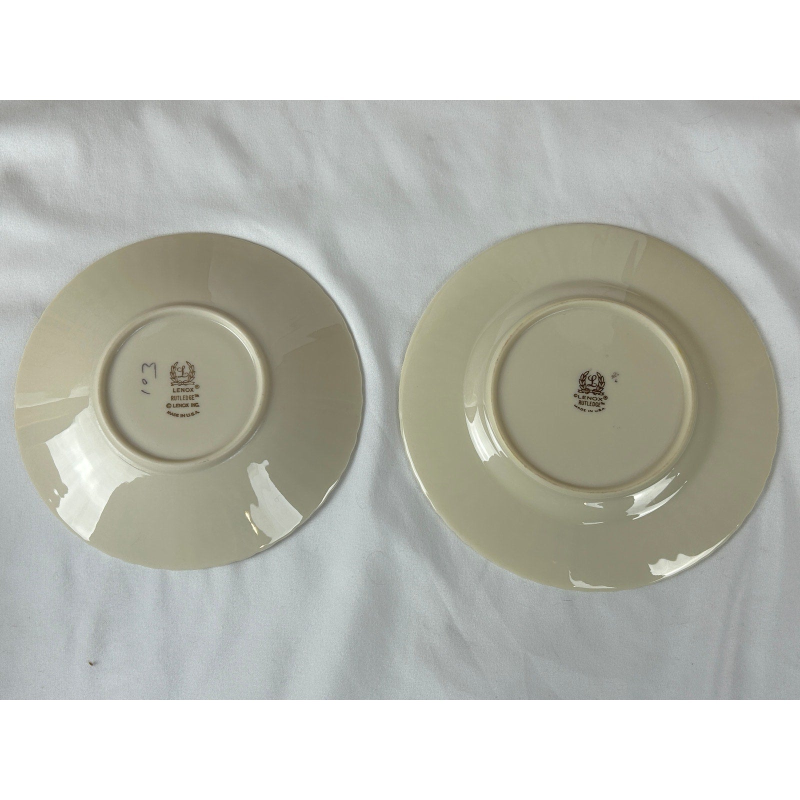 Lenox Rutledge China Plates Lot Fluted Rim Gold Trim No Cups w Box USA