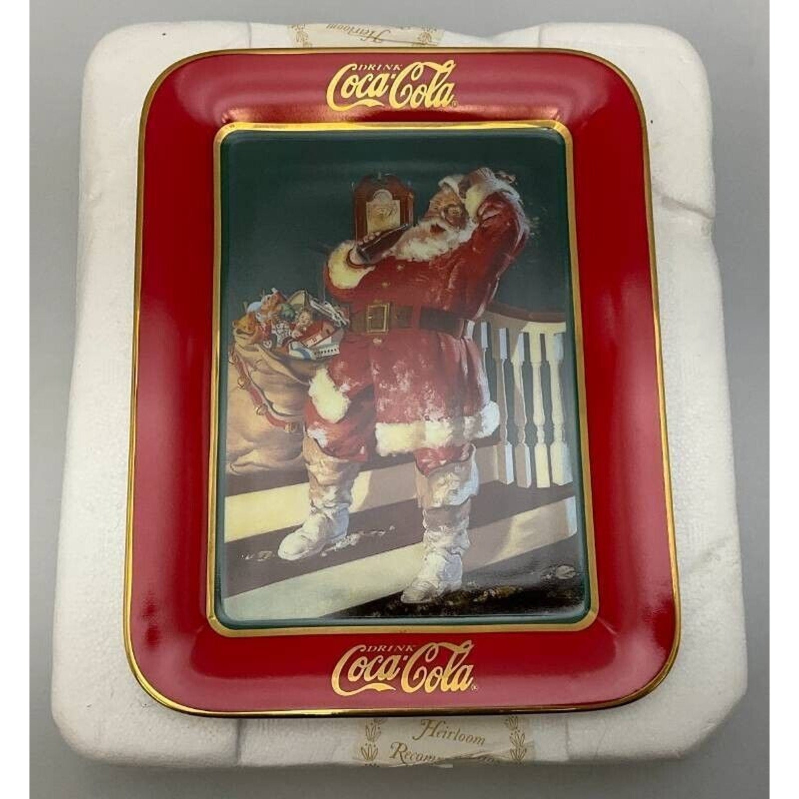 Franklin Mint Coca-Cola Santa Plates Lot 5 Vintage 1995-97 24K Trim w/ Cases