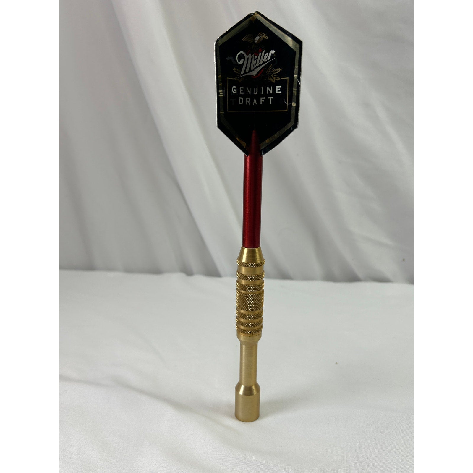 Vintage Miller Genuine Draft MGD Dart Beer Tap Handle Brass Red 11 Inch