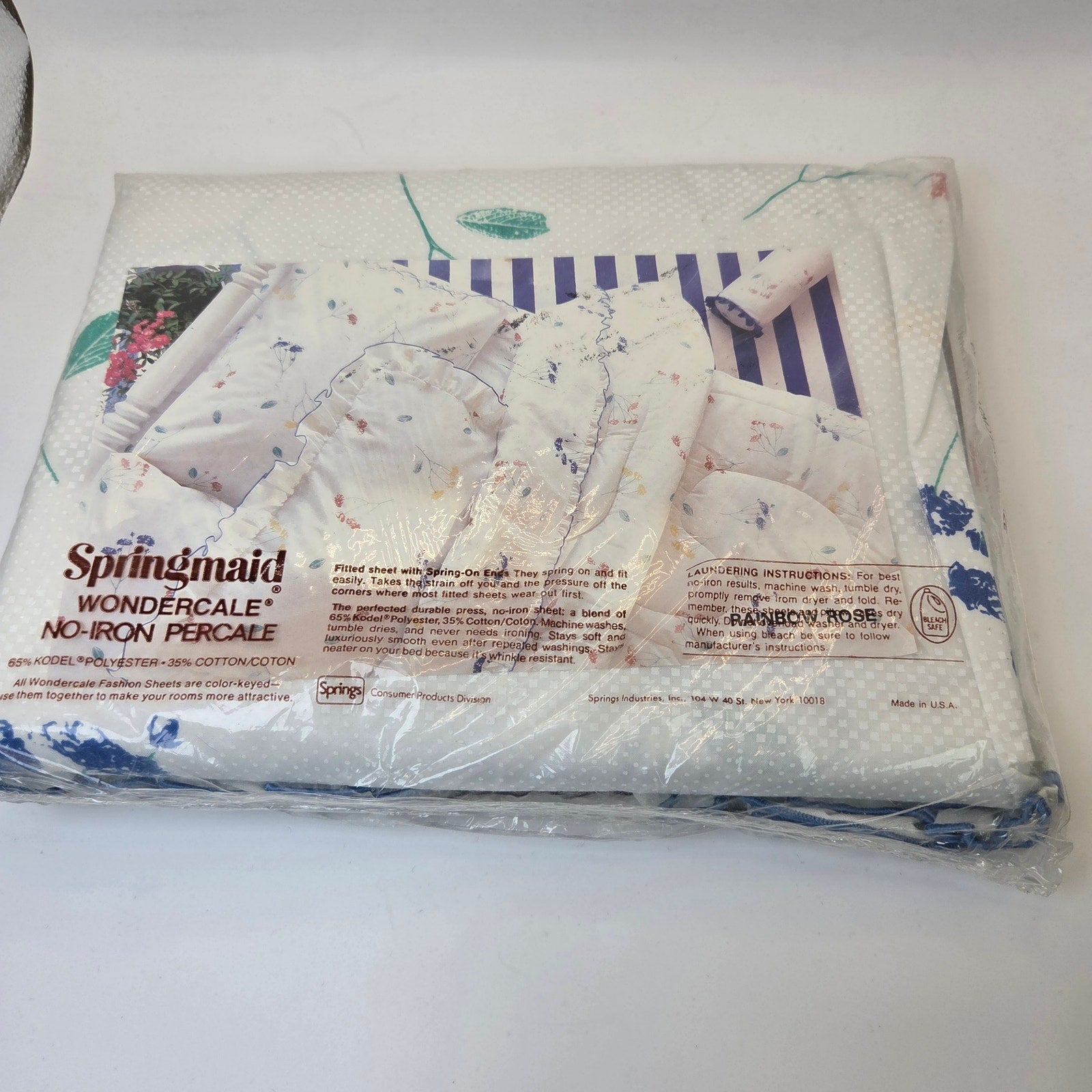 Springmaid Wondercale No-Iron Percale Twin Flat Sheet NOS Made USA