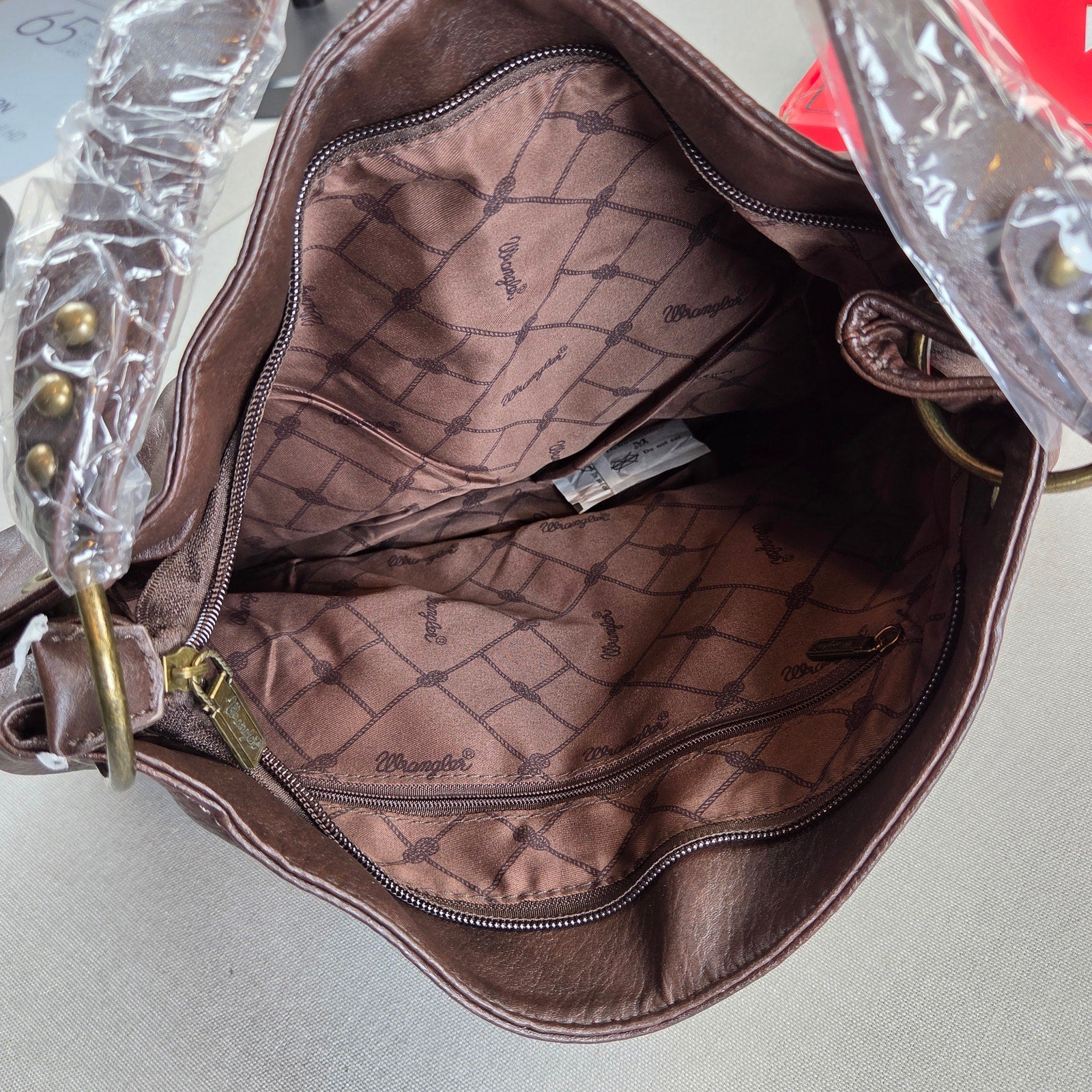 Wrangler WG20-918CF Hobo Shoulder Handbag Vegan Leather Solid Coffee NWT