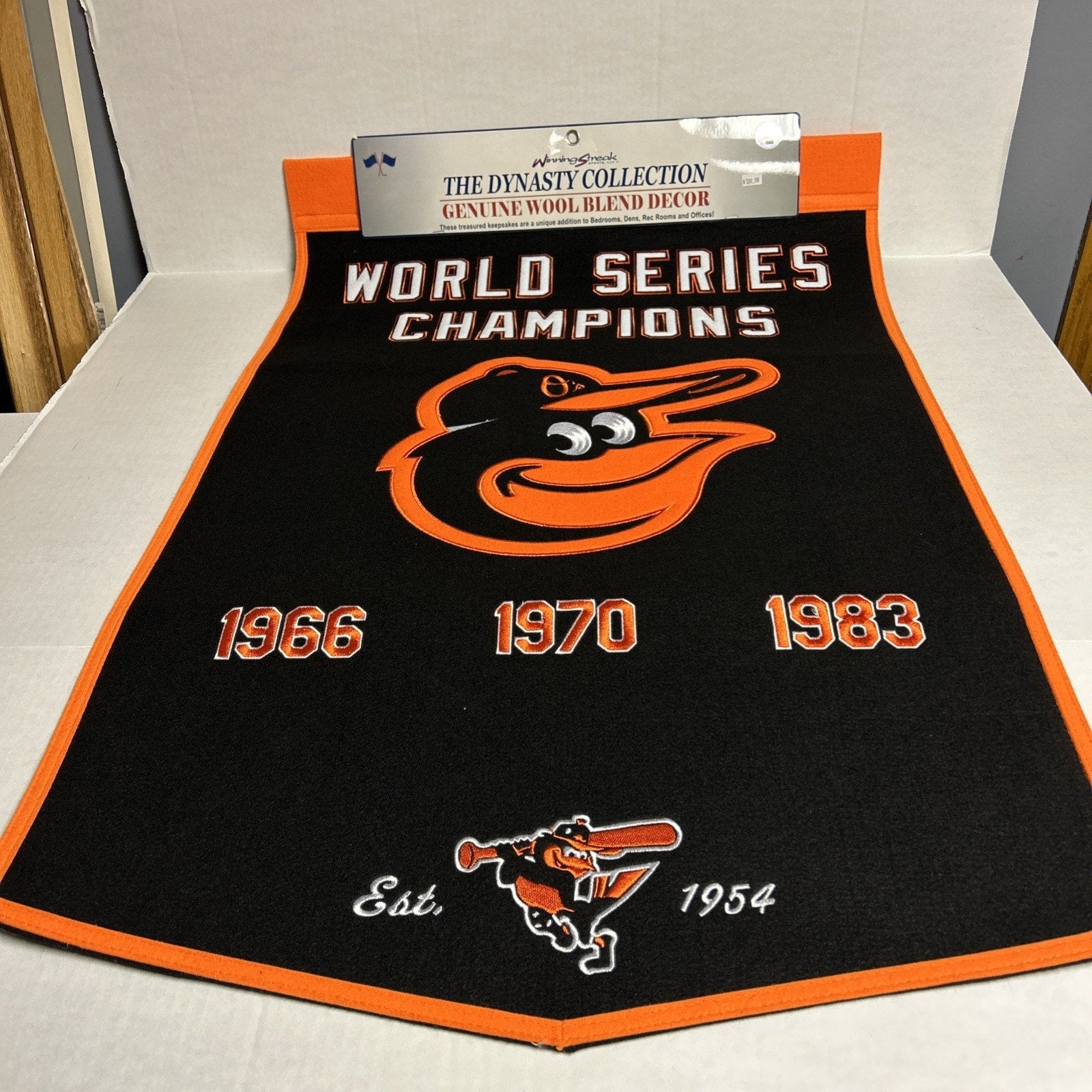 Baltimore Orioles Wool Blend MLB Champions Banner, 24" x 36"
