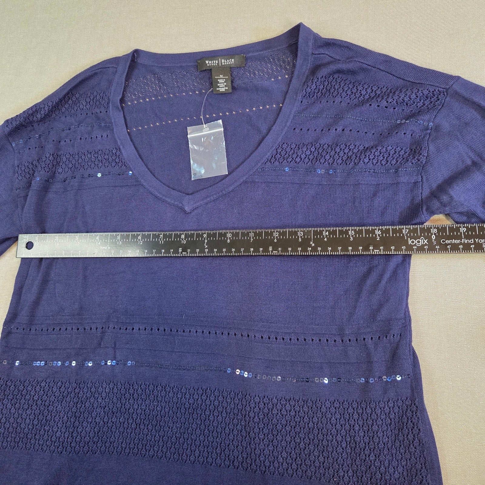 White House Black Market Purple Knit Viscose Top Blouse Size M Women’s