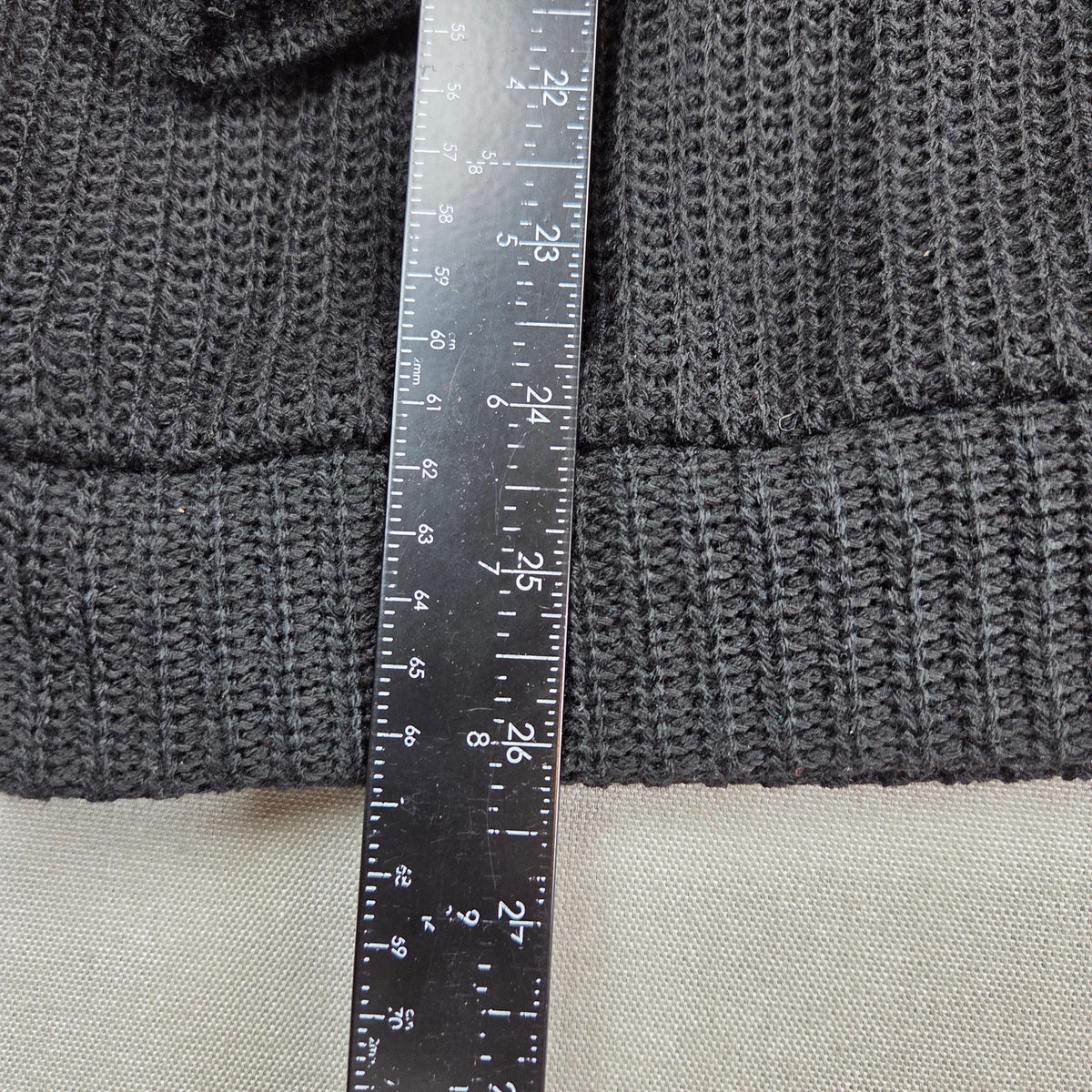 Black Mountain USA Waffle Knit 1/4 Zip Sweater Camo Collar Mens Large Black