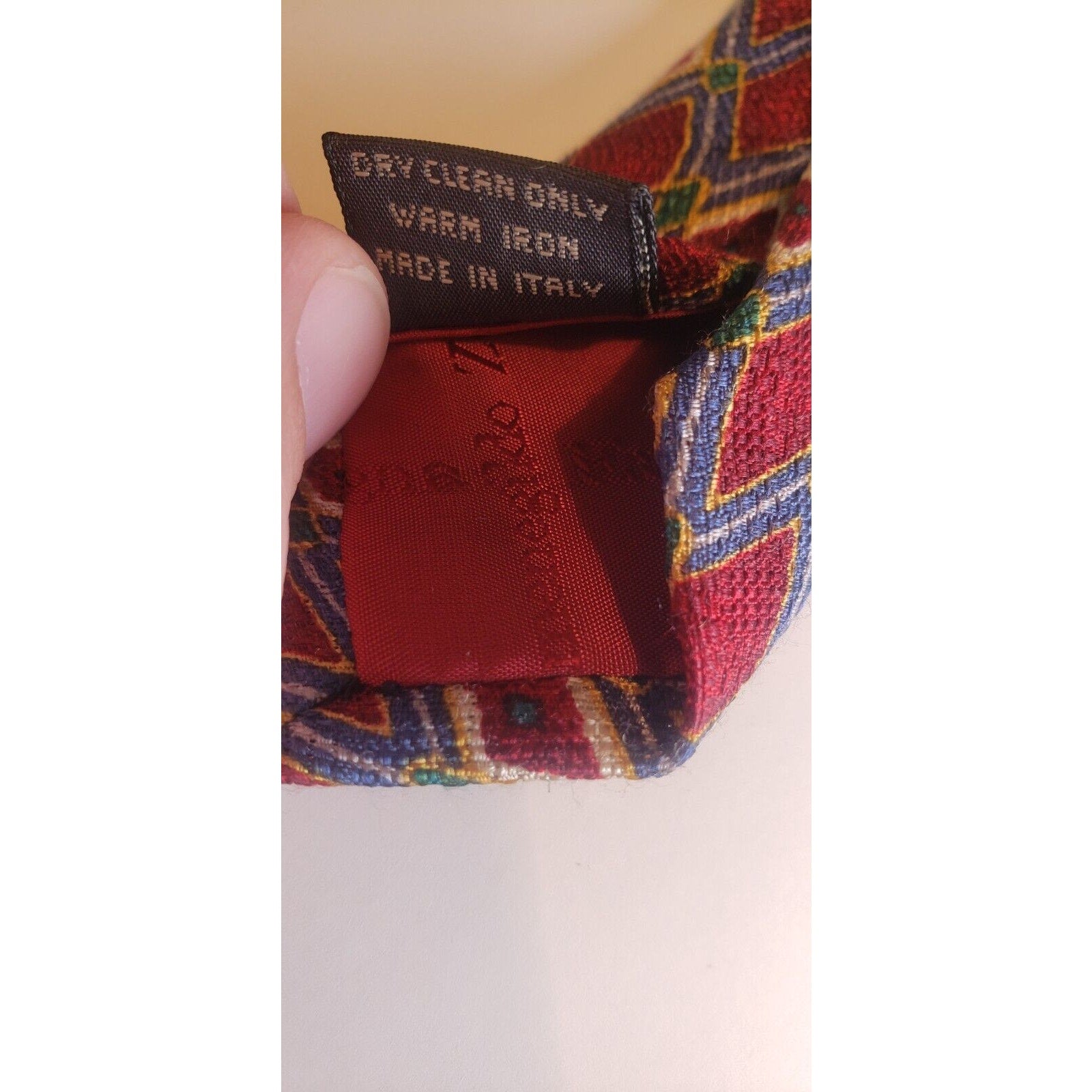 Ermenegildo Egna Geometric Diamond Red Silk Tie Italy