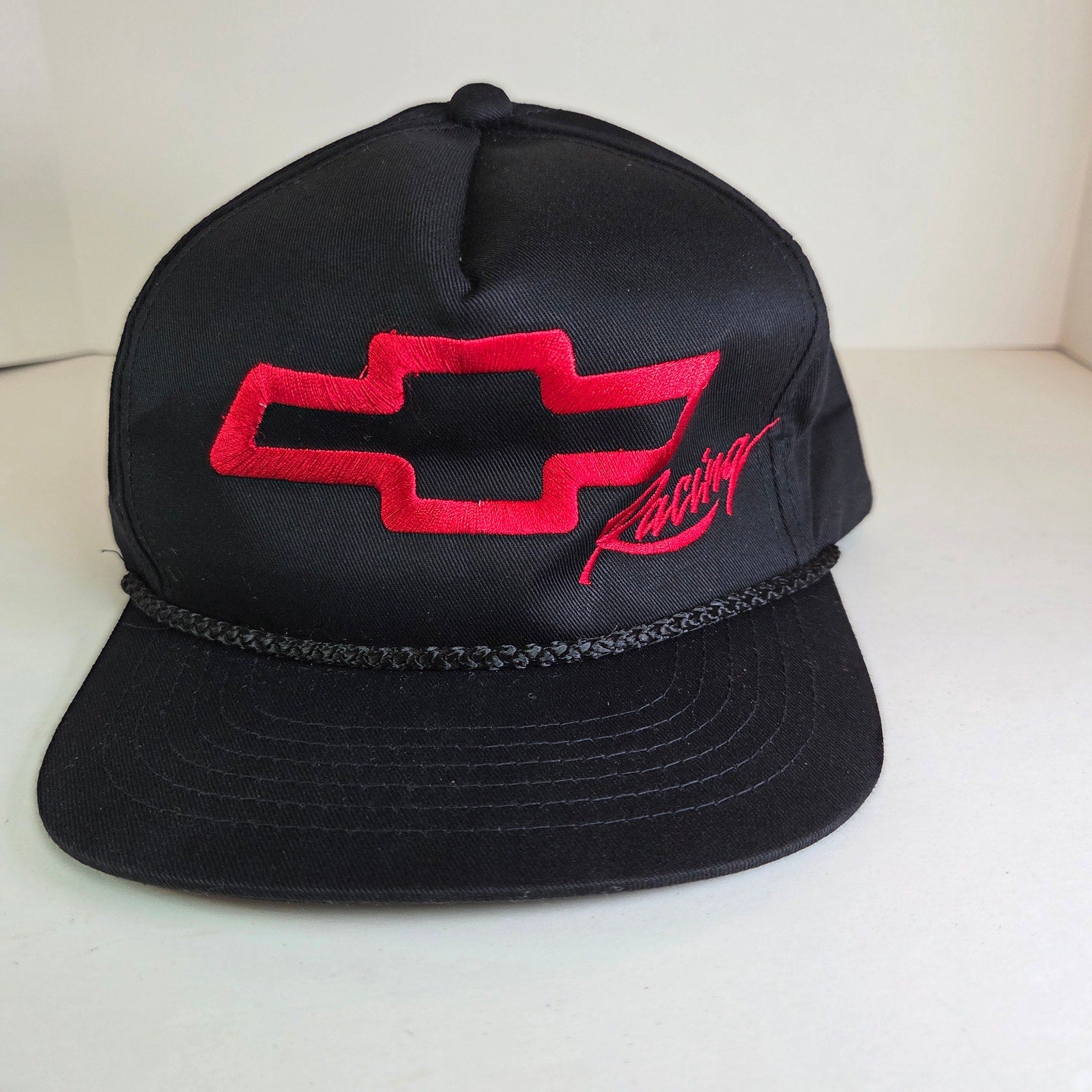 Vintage Chevrolet Racing Snapback Hat Black Red embroidery YoungAn Bangladesh