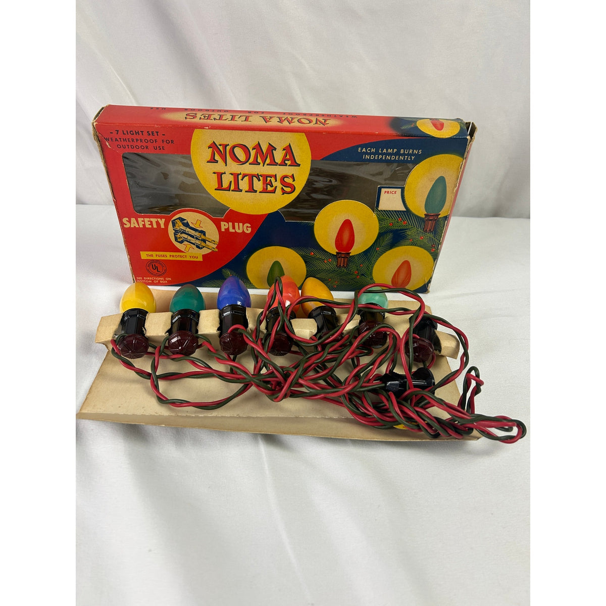 Vintage 1950s NOMA Lites 3005-SF 7 Light Christmas Set Original Box C7