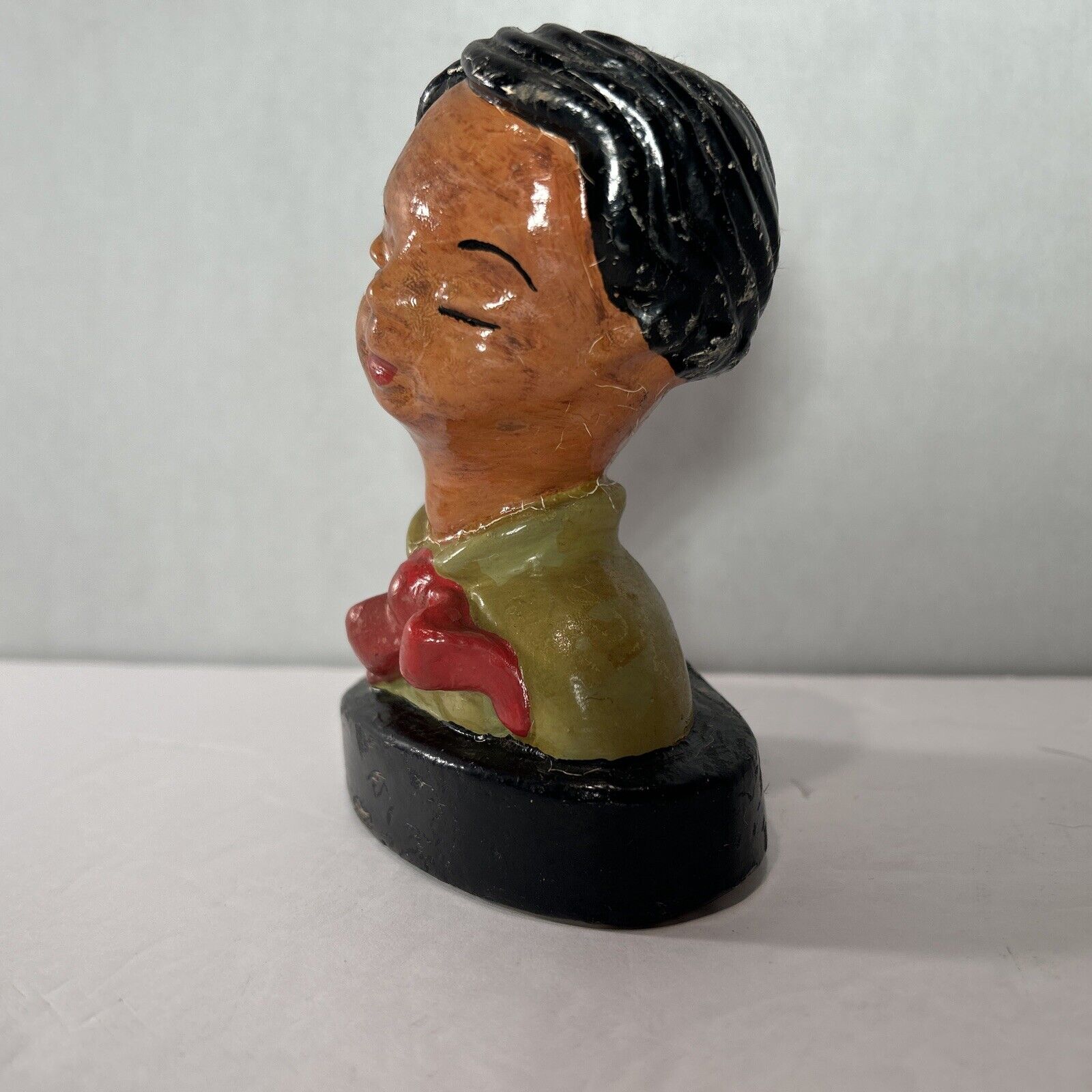 Vintage Chalkware Bust Pair – Goldscheider Style Asian Children Art Deco Figures