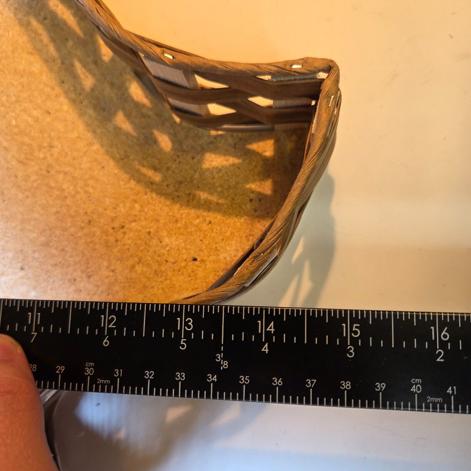 Texas Shaped Woven Wooden Wicker Basket/Tray With Wood Bottom 16"