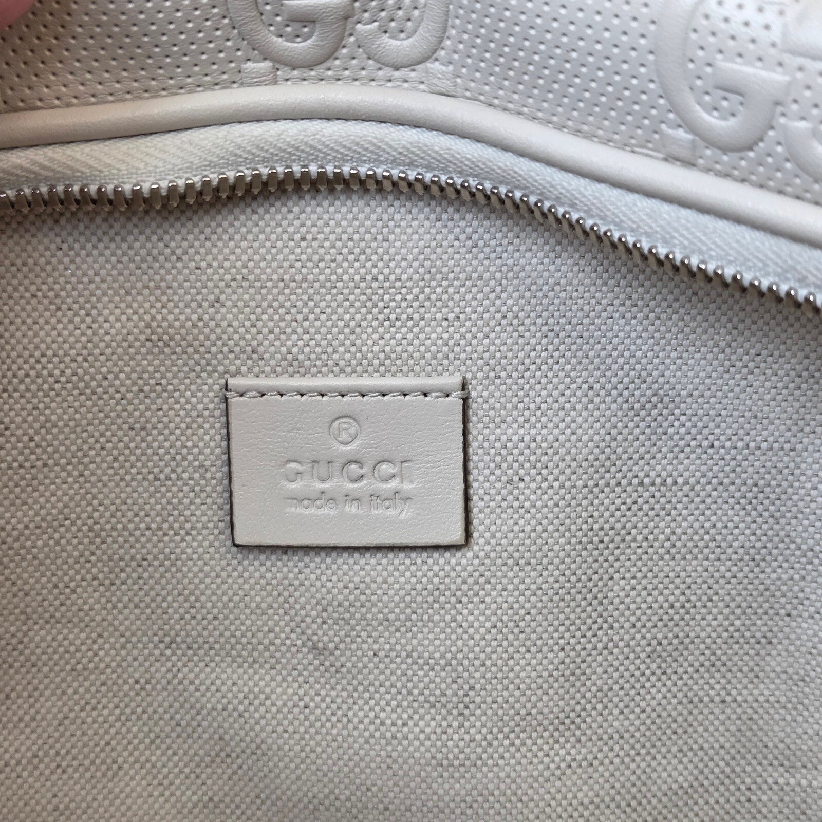 Gucci Perforated Guccissima Leather Belt Bag / Waist Bag Ivory Off-White