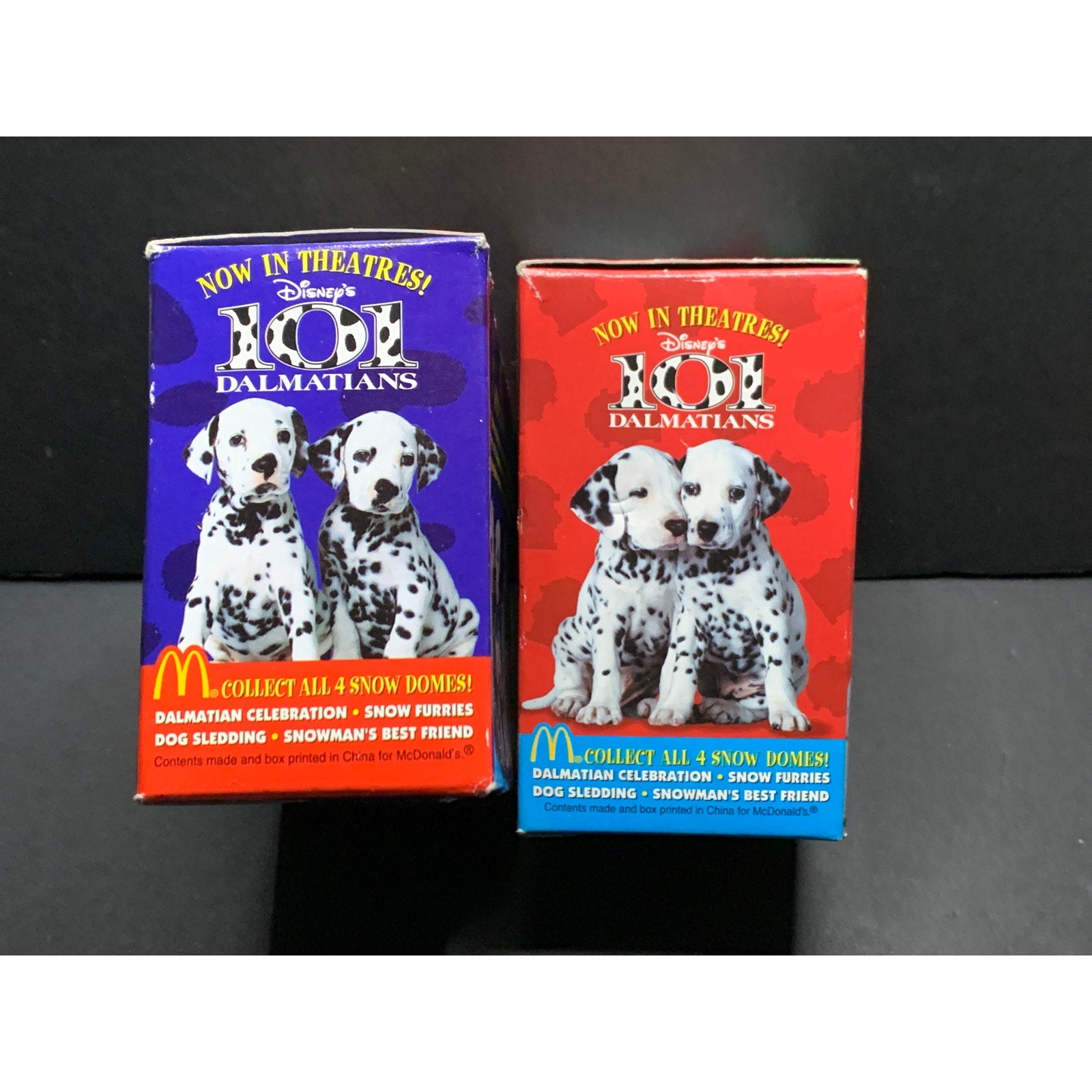1996 Disney 101 Dalmatians Snow Dome McDonald's Happy Meal Toy Lot of 4 w/Boxes