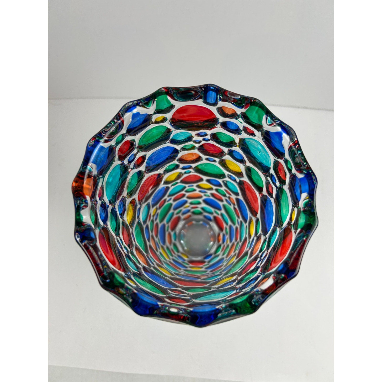 Zecchin Murano Italy Art Glass Vase 13.75" Signed Millefiori Bubble Design