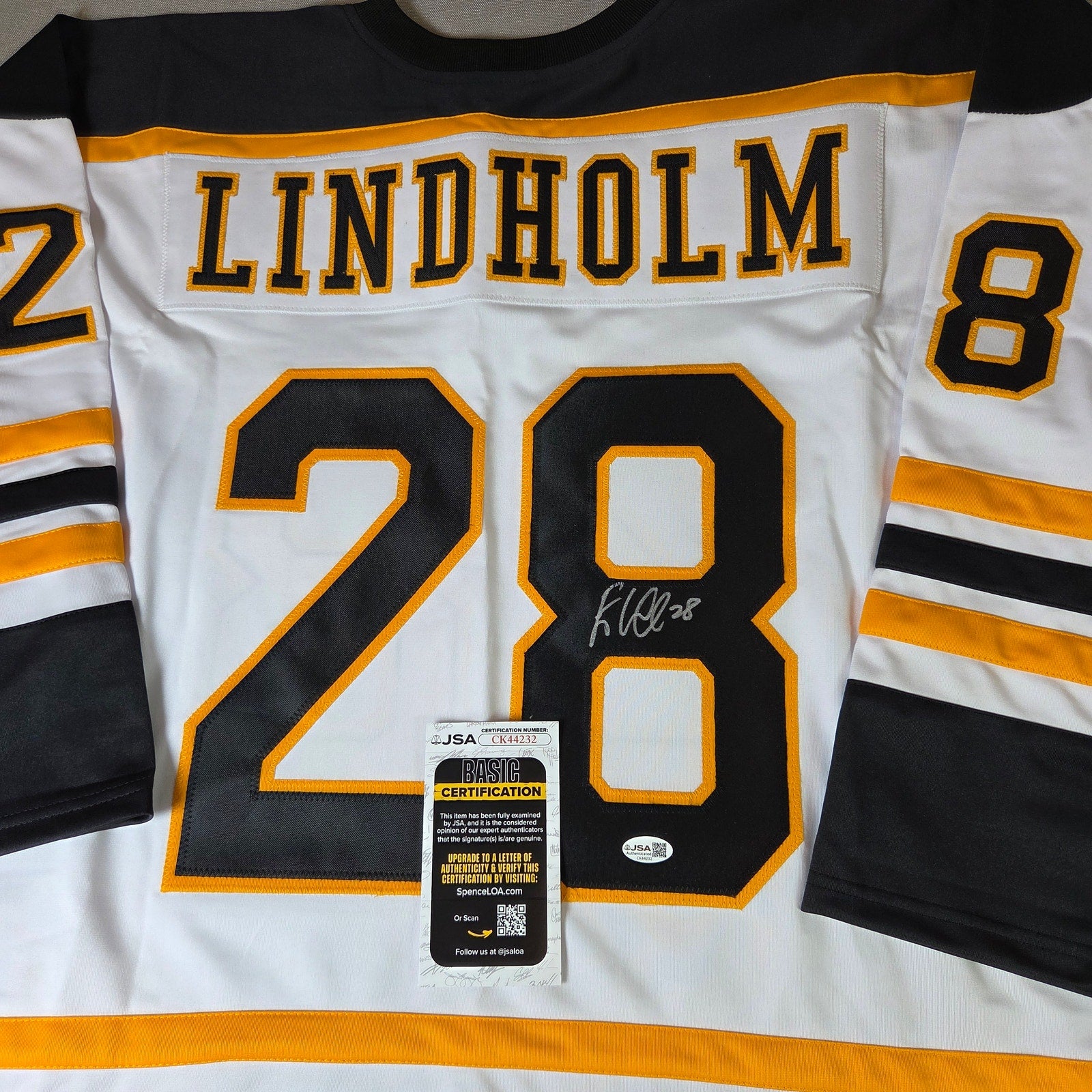 Elias Lindholm Signed Boston Bruins Custom Jersey XL JSA COA Auto