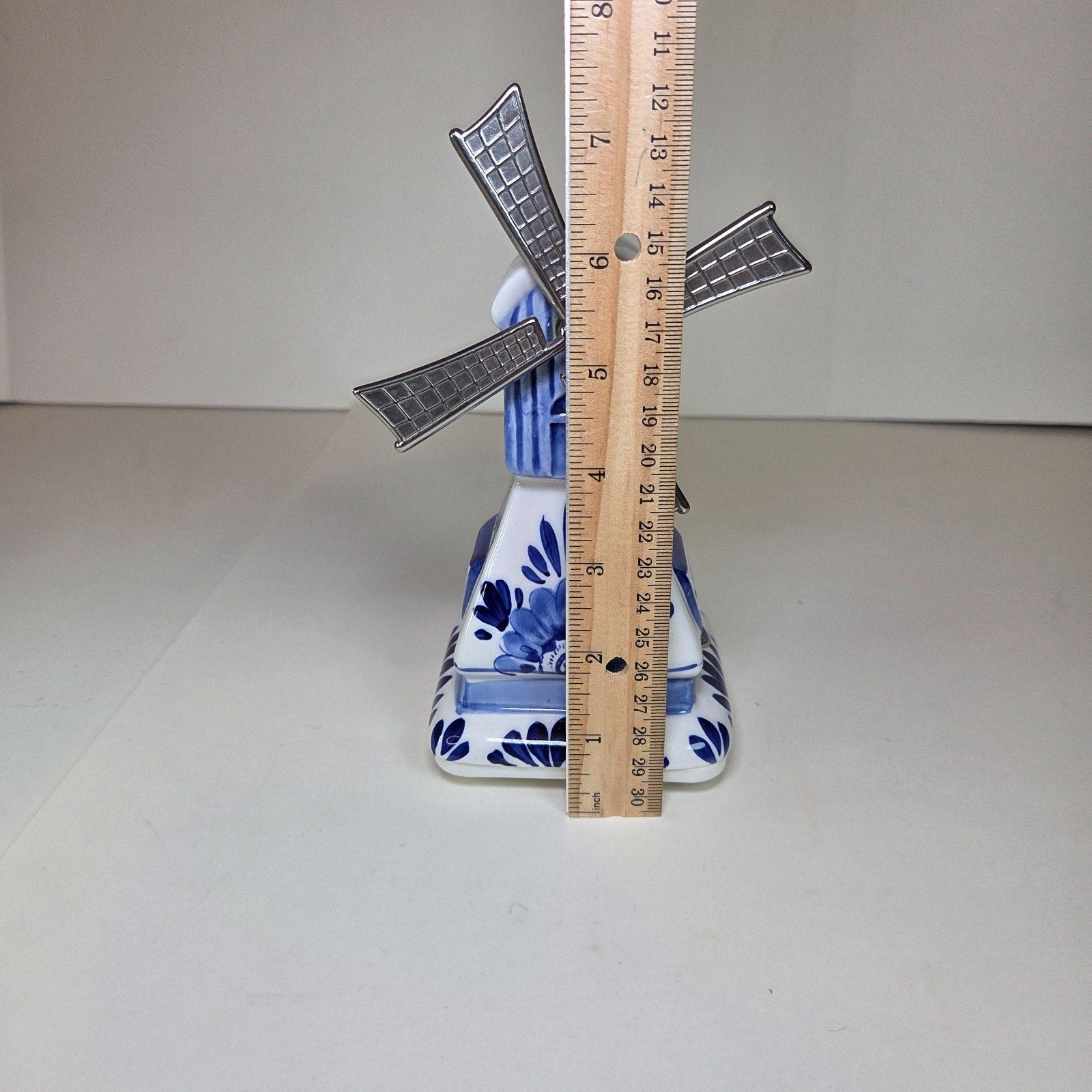 Delft Blue Elesva Windmill Figurine Holland 7" Ceramic Music Box (Non-Working)