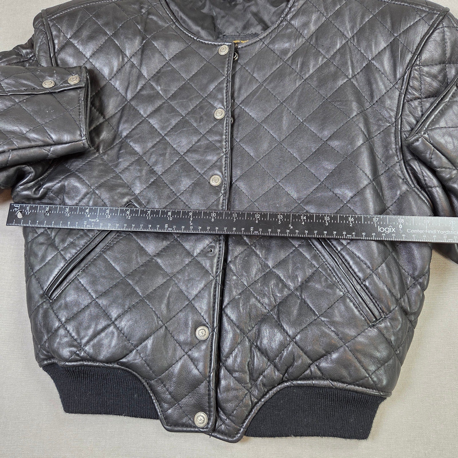 Express Quilted Leather Jacket Womens Small Cropped Bomber Vintage Korea