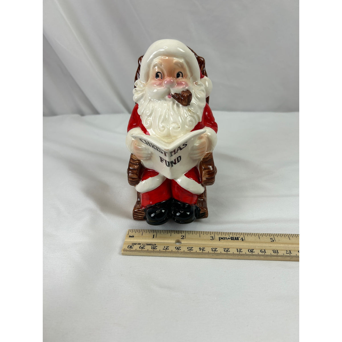 Vintage Lefton Santa Claus Christmas Fund Coin Bank Rocking Chair Japan