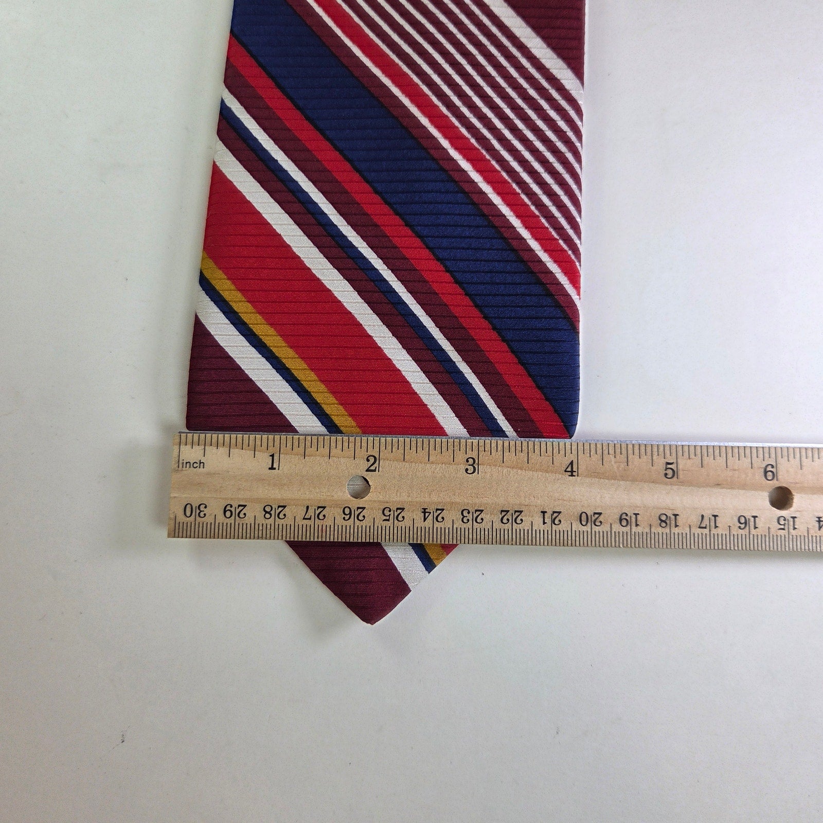 Vintage Resilio Repp Tie Red Navy Stripe 100% Silk Guildstream 4” x 55.5” USA