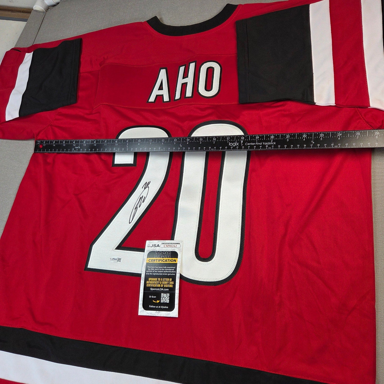 Sebastian Aho Signed Carolina Hurricanes XL Custom Hockey Jersey JSA COA