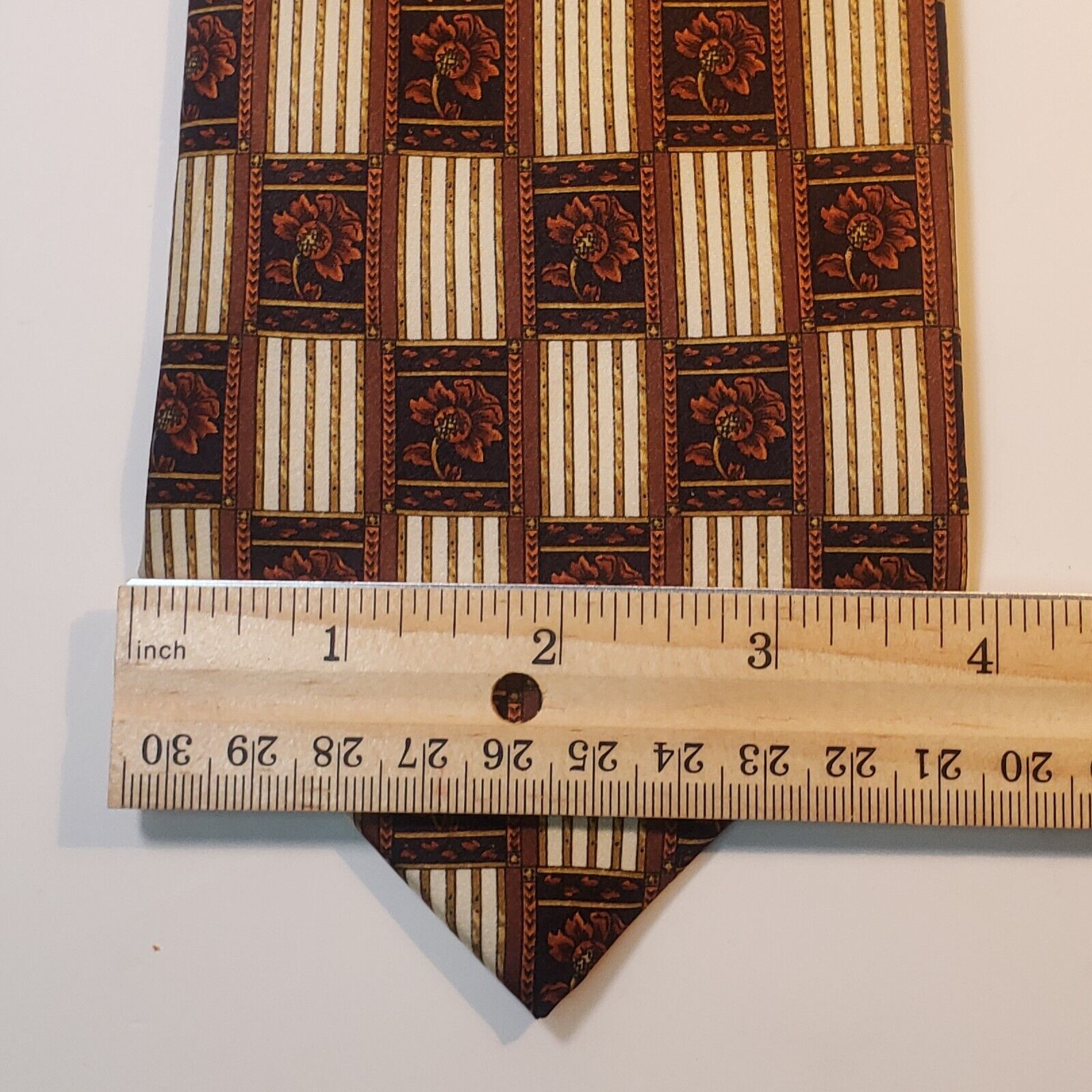 Lanvin Paris Brown Floral Pattern Silk Tie
