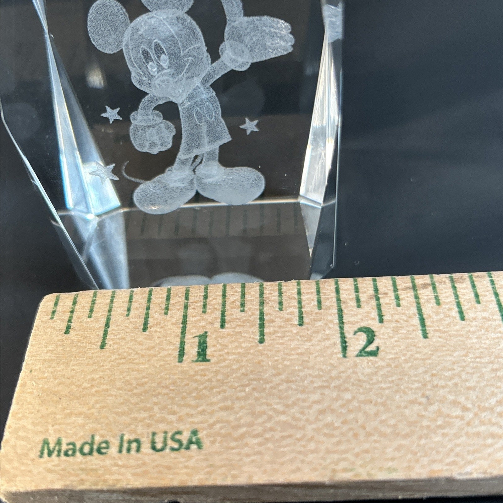 Mickey Mouse with Fireworks 3d Etched Disney Crystal Glass 3"x2" Paper Weight