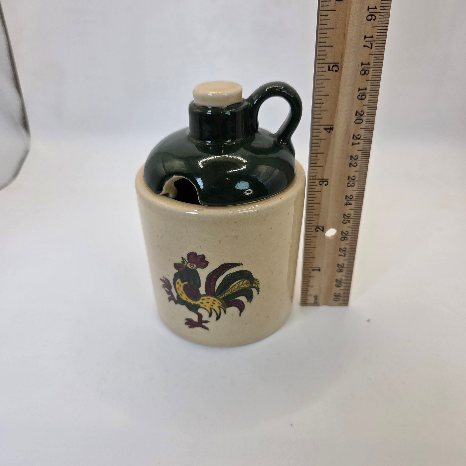 Metlox Poppytrail Rooster Pot Spoon Notch Crock Jar Vintage Made in California