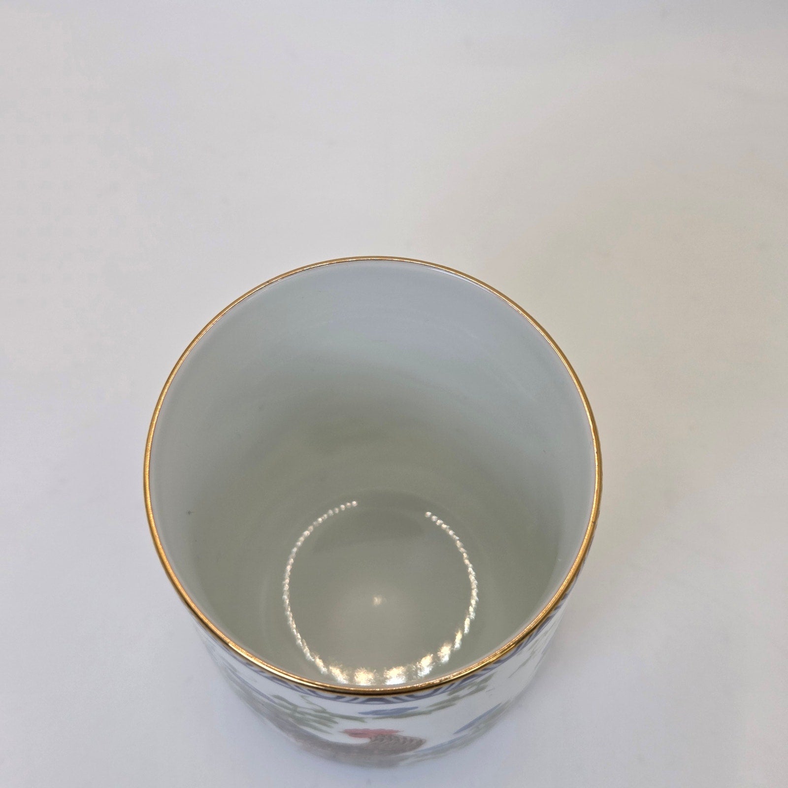 Franklin Porcelain 1985 Rooster Morning Glories Flower Bird Series Cup Japan