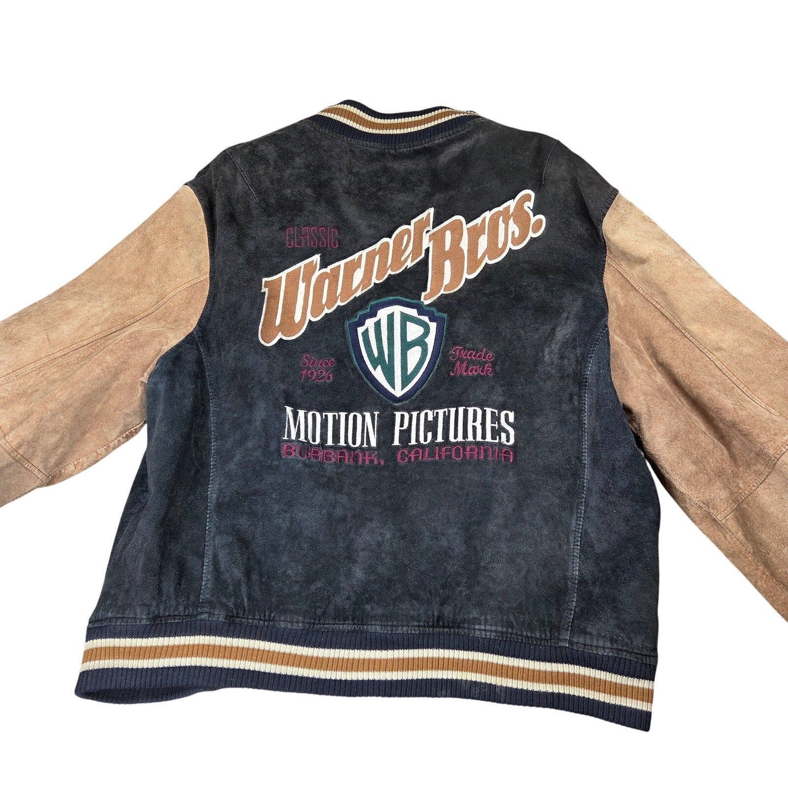 Warner Bros Studio Store Leather Varsity Jacket Large WB Burbank Korea