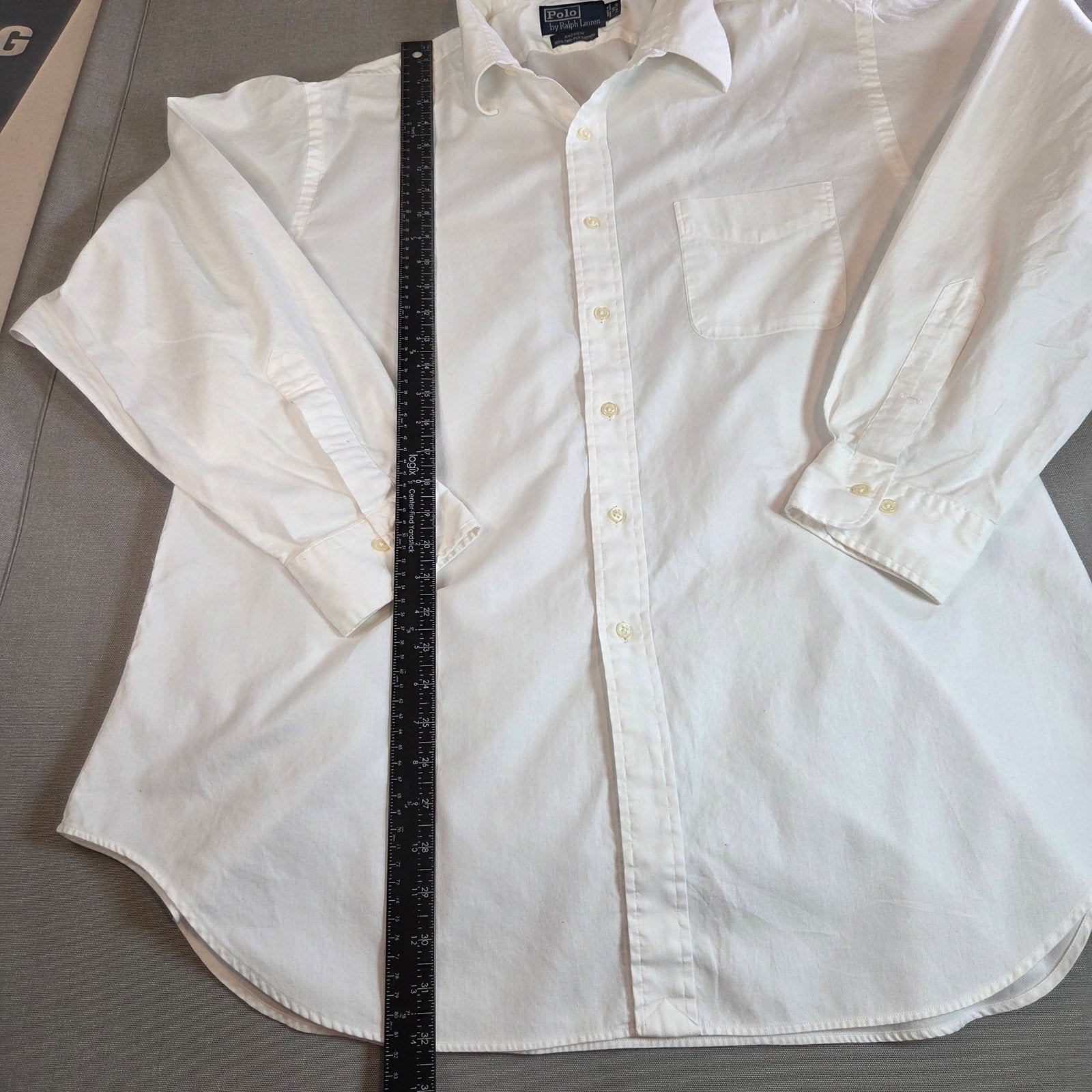 Polo Ralph Lauren Andrew White Dress Shirt 18 34/35 Made in Hong Kong