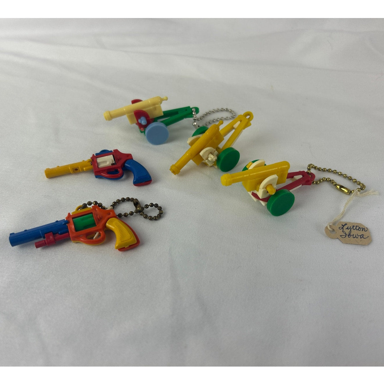 Vintage 1950s Toy Gun Cannon Puzzle Keychain Lot Western Military