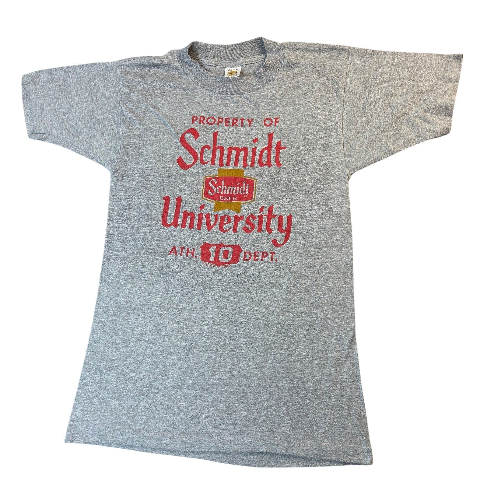 Schmidt Beer University 1981 Vintage Medallion USA Single Stitch T Shirt S