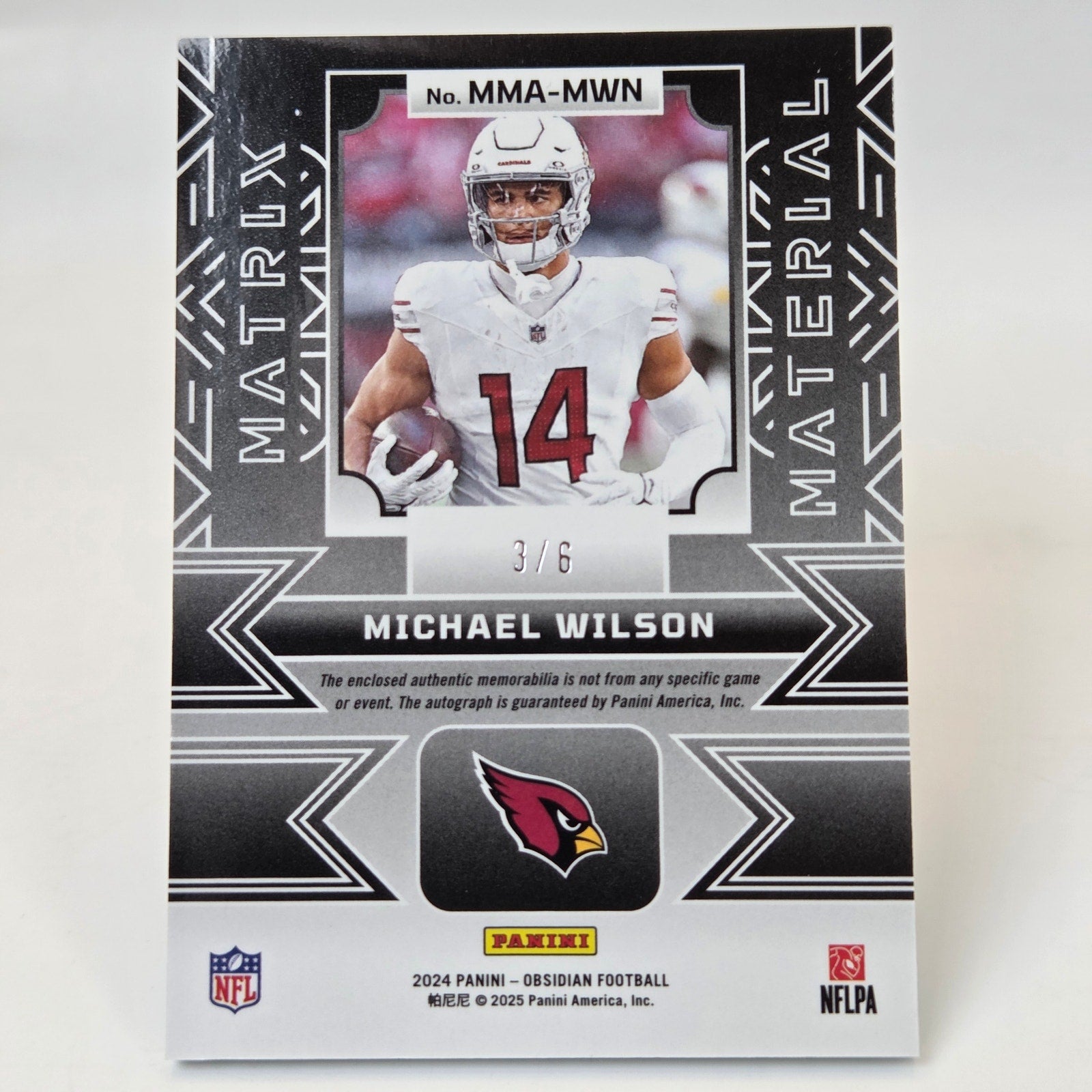 2024 Panini Obsidian Michael Wilson Nike Swoosh Patch Auto /6 Cardinals