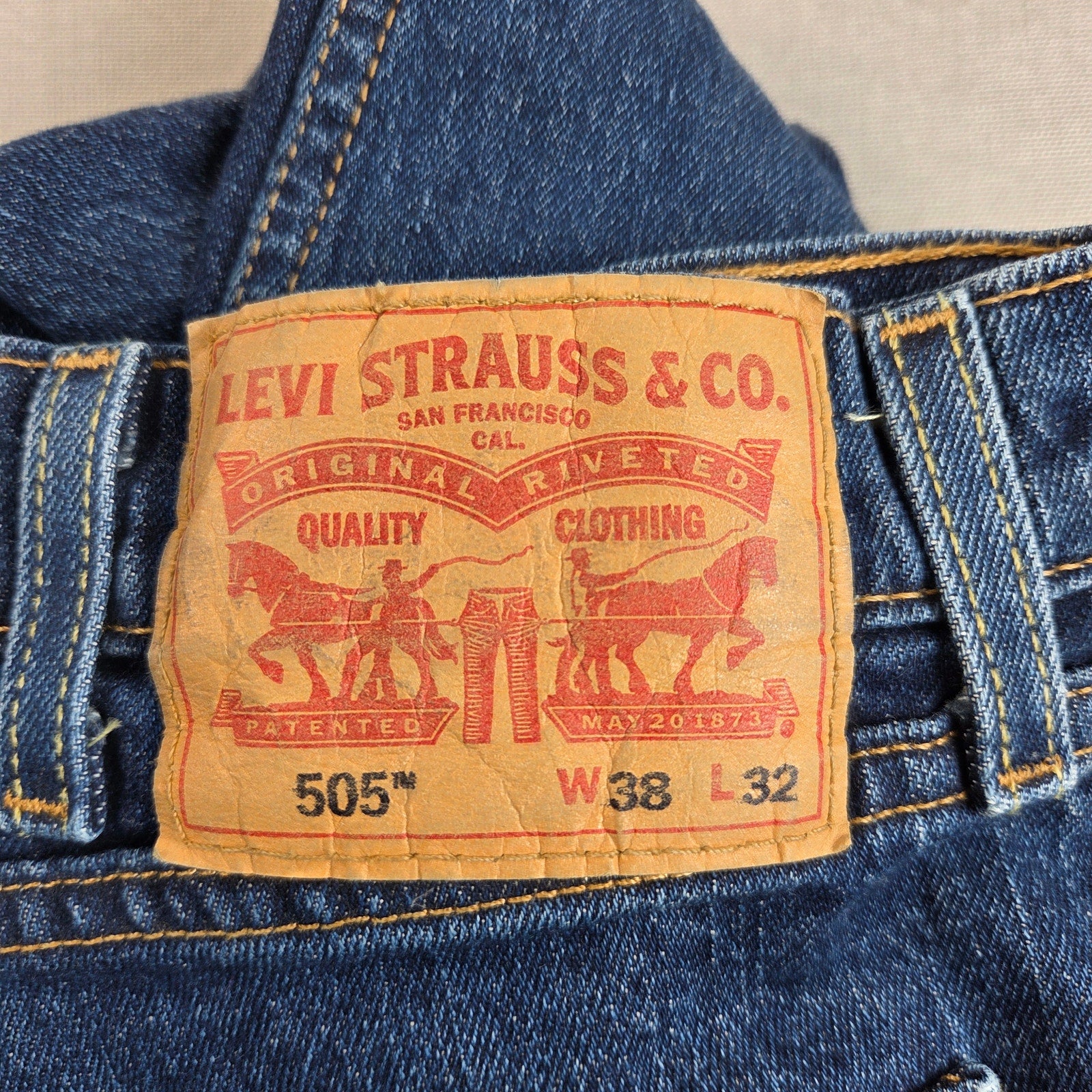 Levi's 505 Regular Fit Jeans Men's 38x32 Dark Wash Straight Leg Mexico