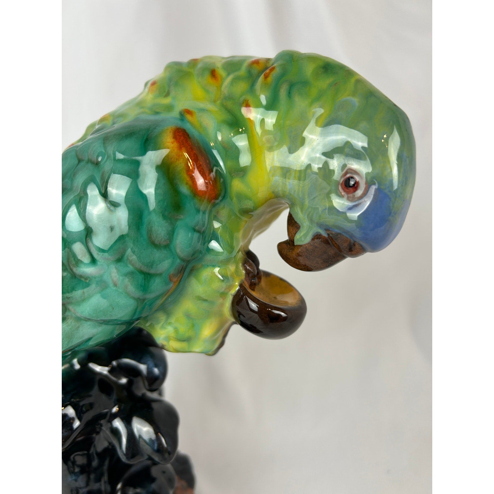 Vintage Austrian Gmundner Keramik GK Mark Parrot Statue Art Pottery Figurine 11”