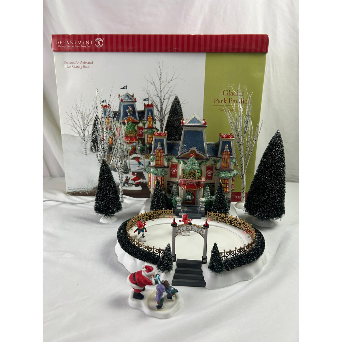 Dept 56 Glacier Park Pavilion 56745 North Pole Animated Skating Rink Complete
