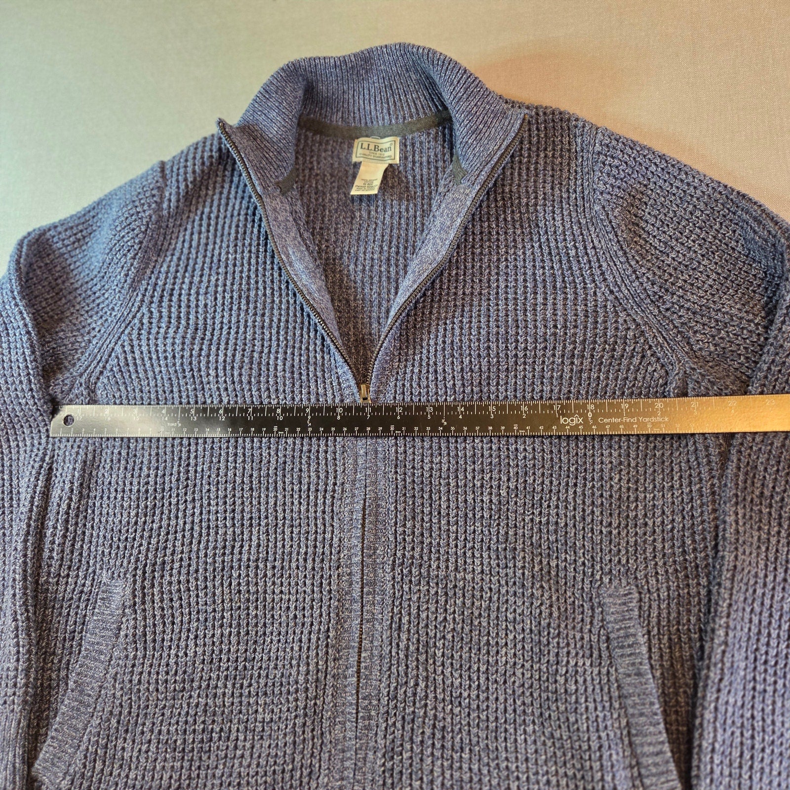 L.L. Bean Organic Cotton Full Zip Sweater Men’s M Blue Knit Jordan