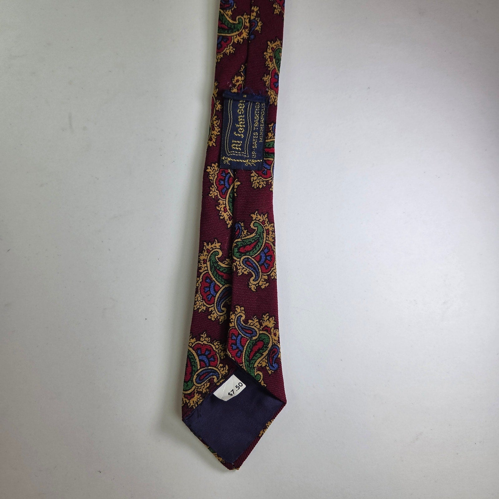 Vintage Bert Pulitzer Paisley Tie Maroon Gold Green 4.5" Wide Made USA