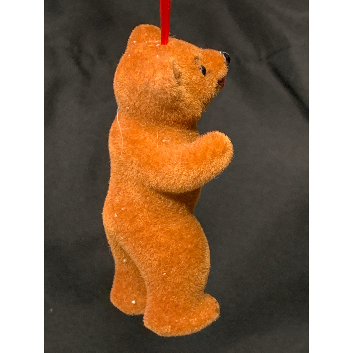 Vintage Wagner Handwork Flocked Brown Bear Ornament West Germany 1980s