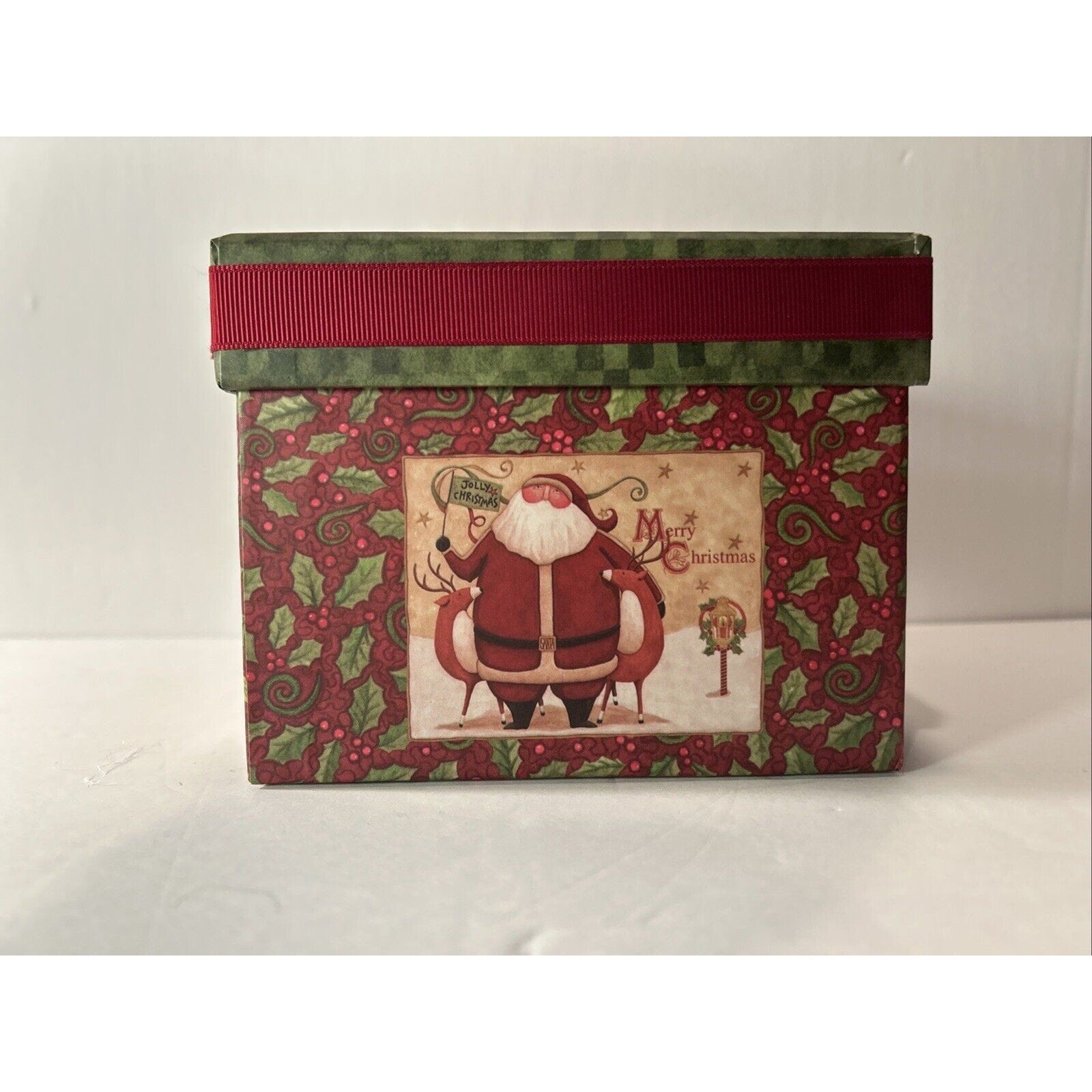 2 Small Decorative Square Gift Box, 1 Snowman, 1 Santa