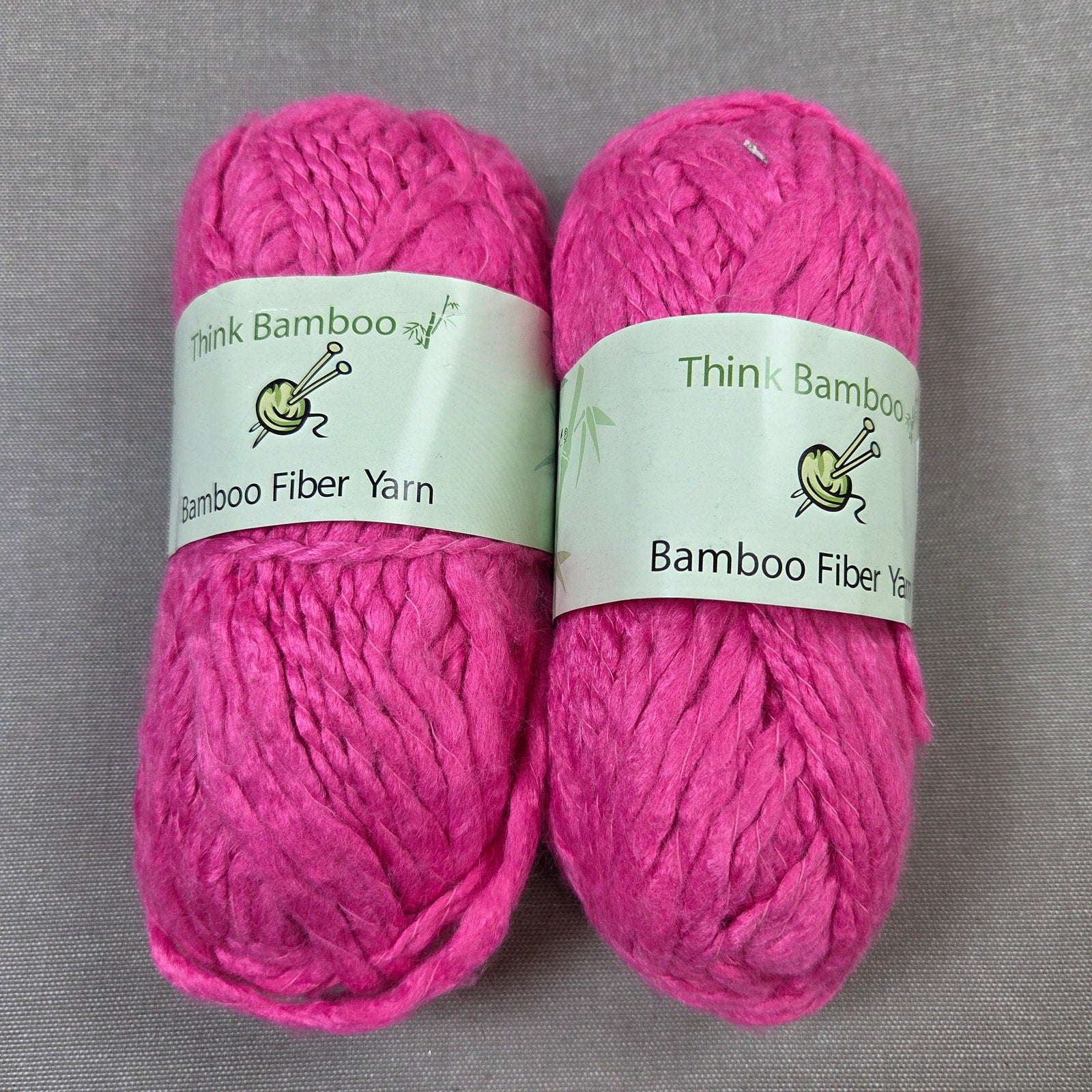 Think Bamboo Fiber Yarn Lot of 2 Style B912 Pink Color 923 Bulky Wool Blend