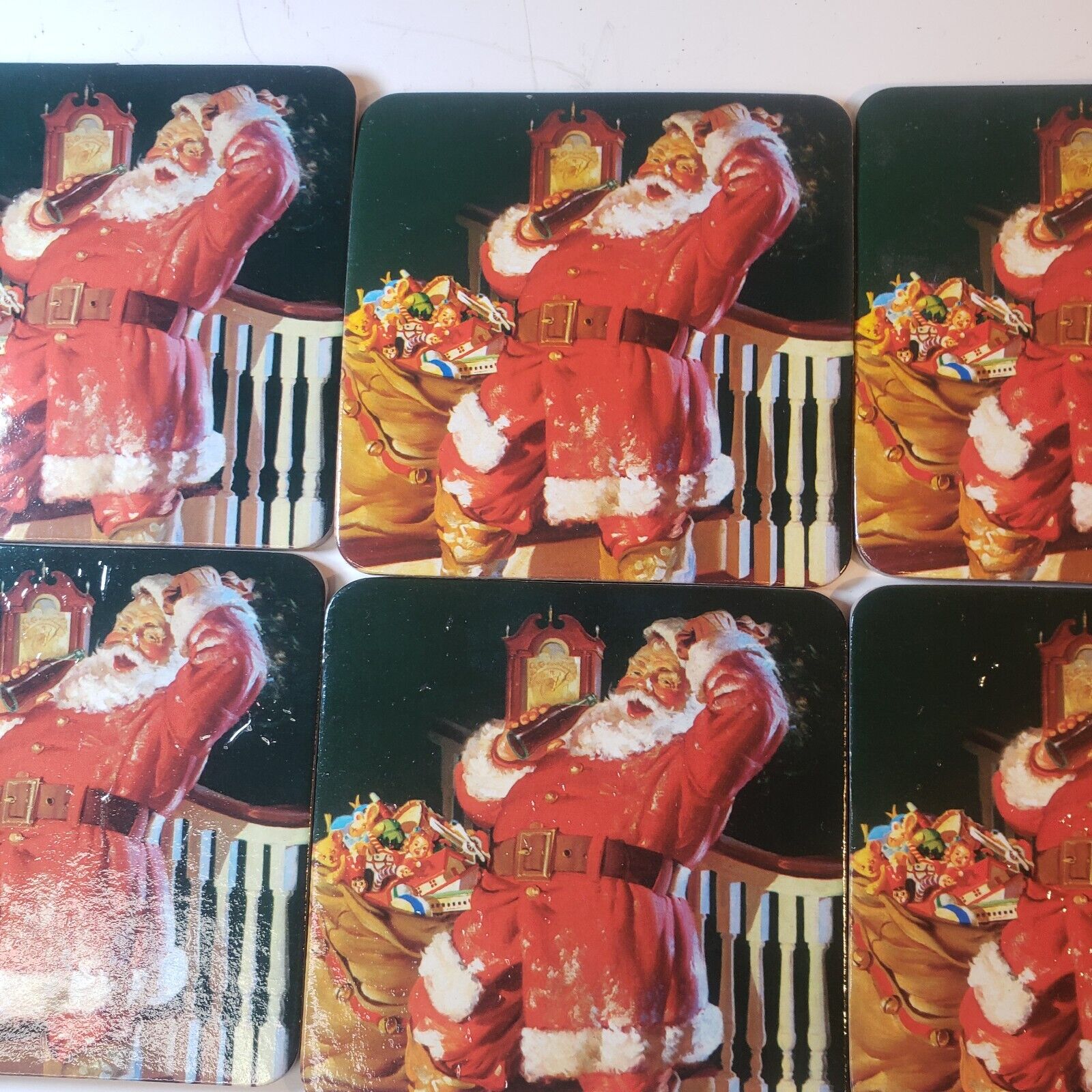 Lot of 8 Coca-Cola 1999 Vintage Santa Coasters