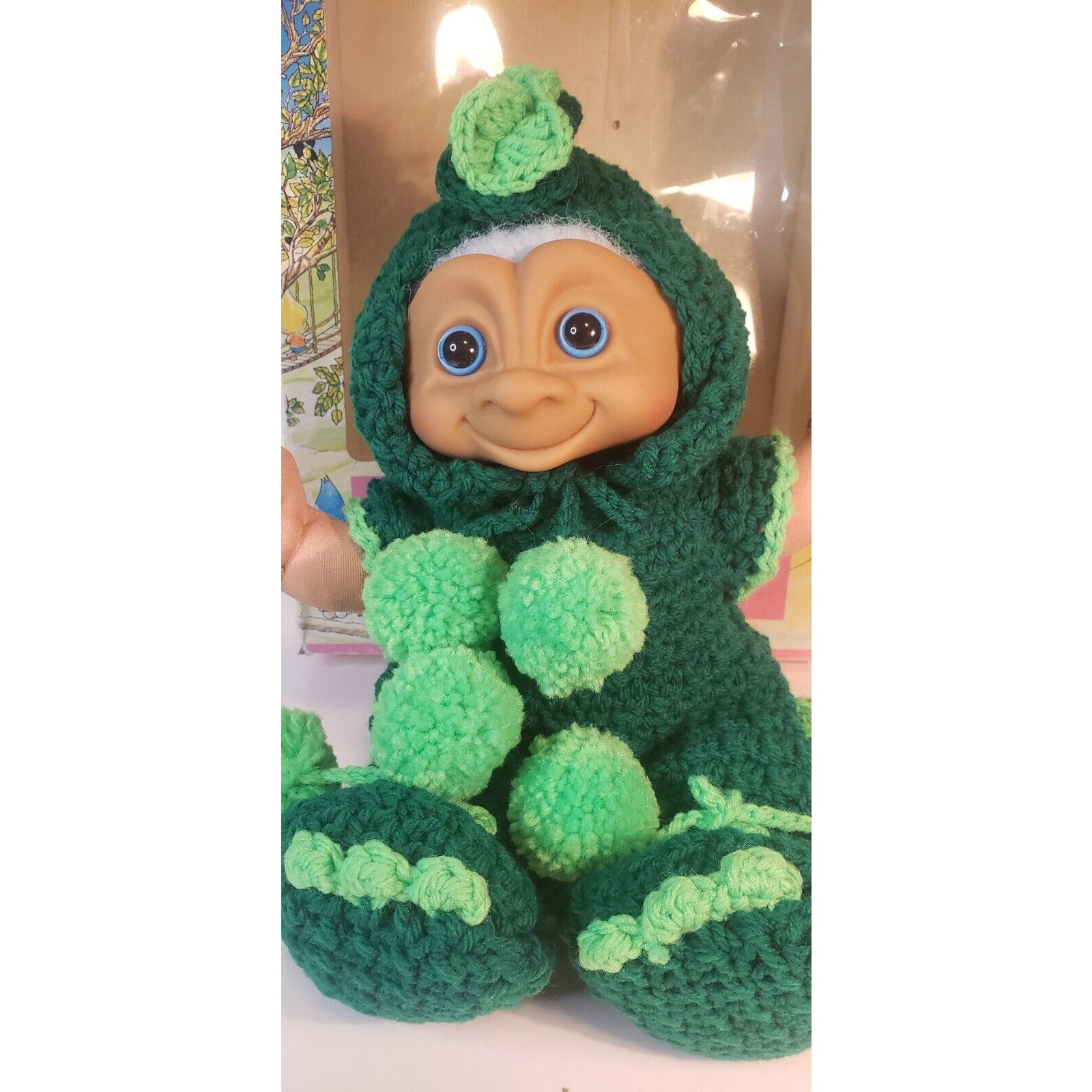 1991 Treasure Troll Tot 14" Doll Bellybutton Wishstone Vintage Dragon Outfit