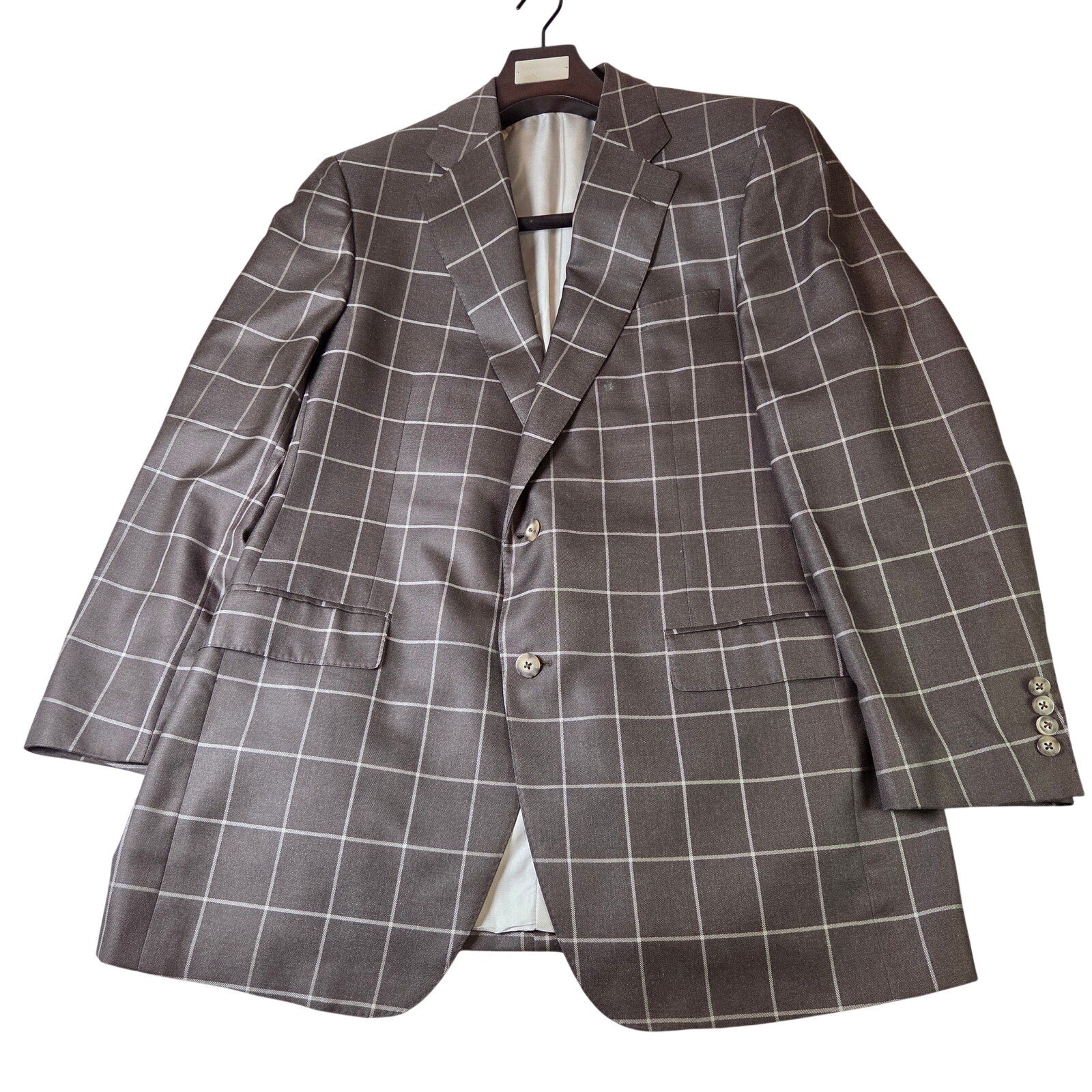 Samuelsohn Earl 44L Camel Hair Silk Windowpane Sport Coat Blazer Canada
