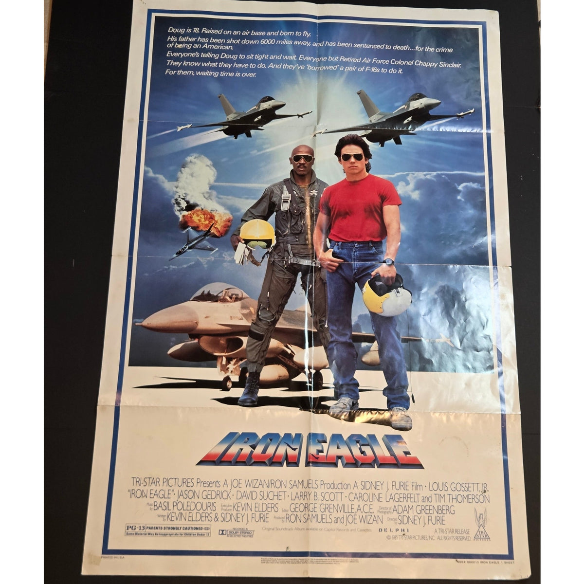 Original 1986 Iron Eagle Movie Poster 27x41 Folded NSS 860013 Tri-Star USA