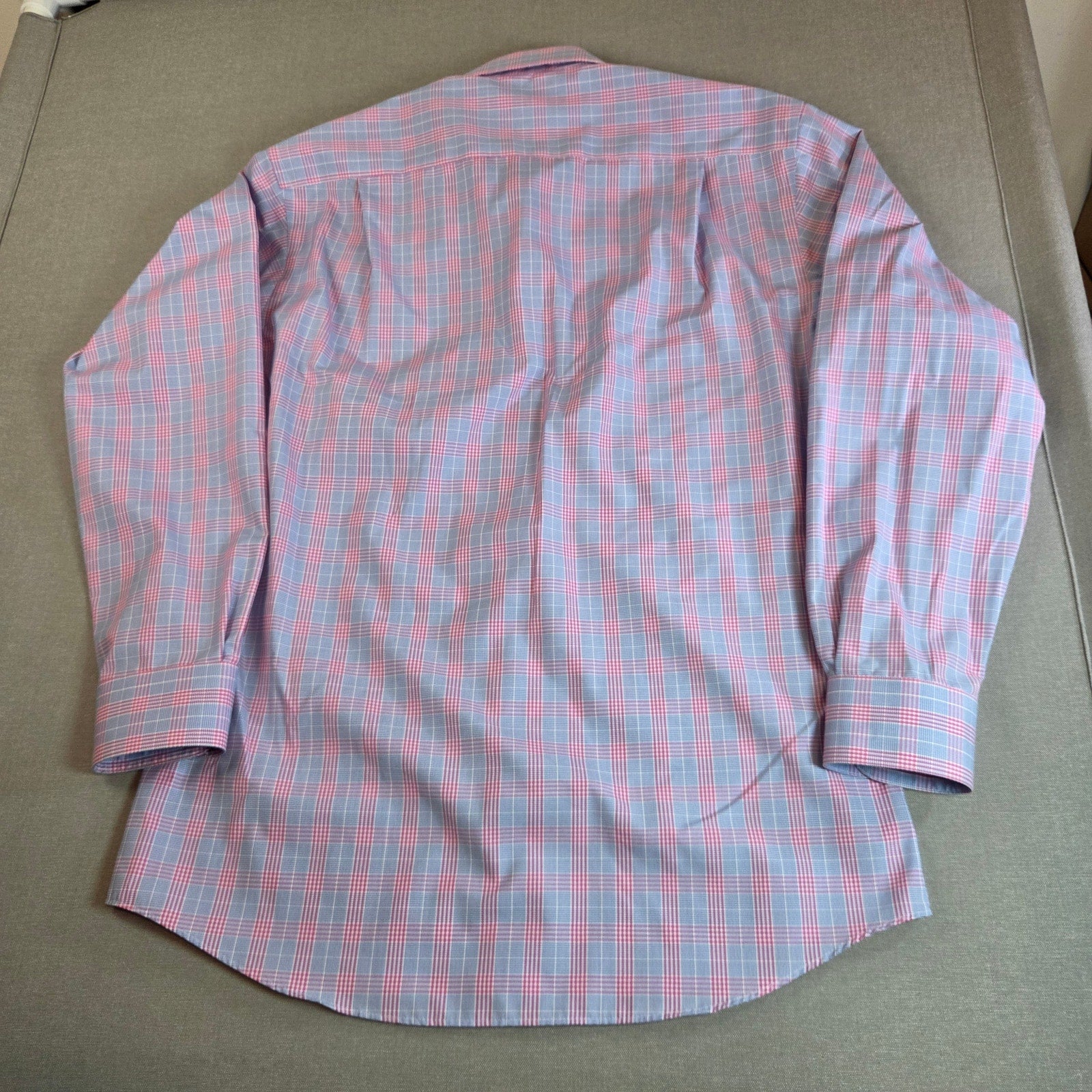 Pronto Uomo Slim Fit Non-Iron Pink Blue Plaid Dress Shirt 16 32/33