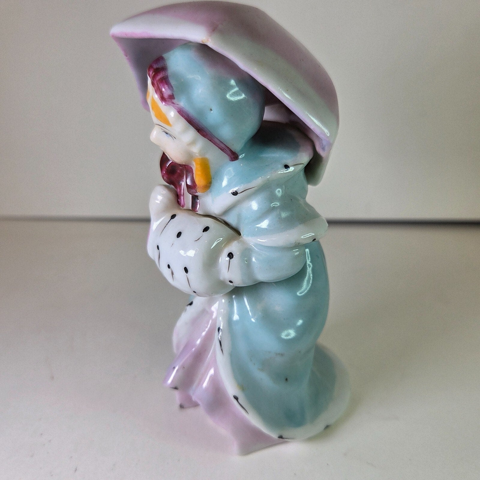 Little Miss Muffet Ceramic Figurine Made in Japan Vintage Nursery Rhyme 5.5"