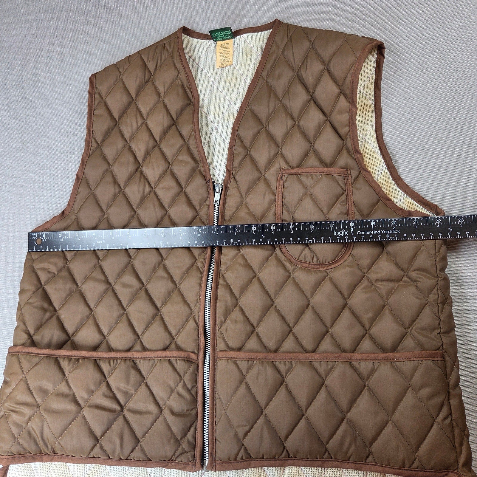 Vintage Haband Style 347 Quilted Hunting Utility Vest Mens L Nylon USA Zip